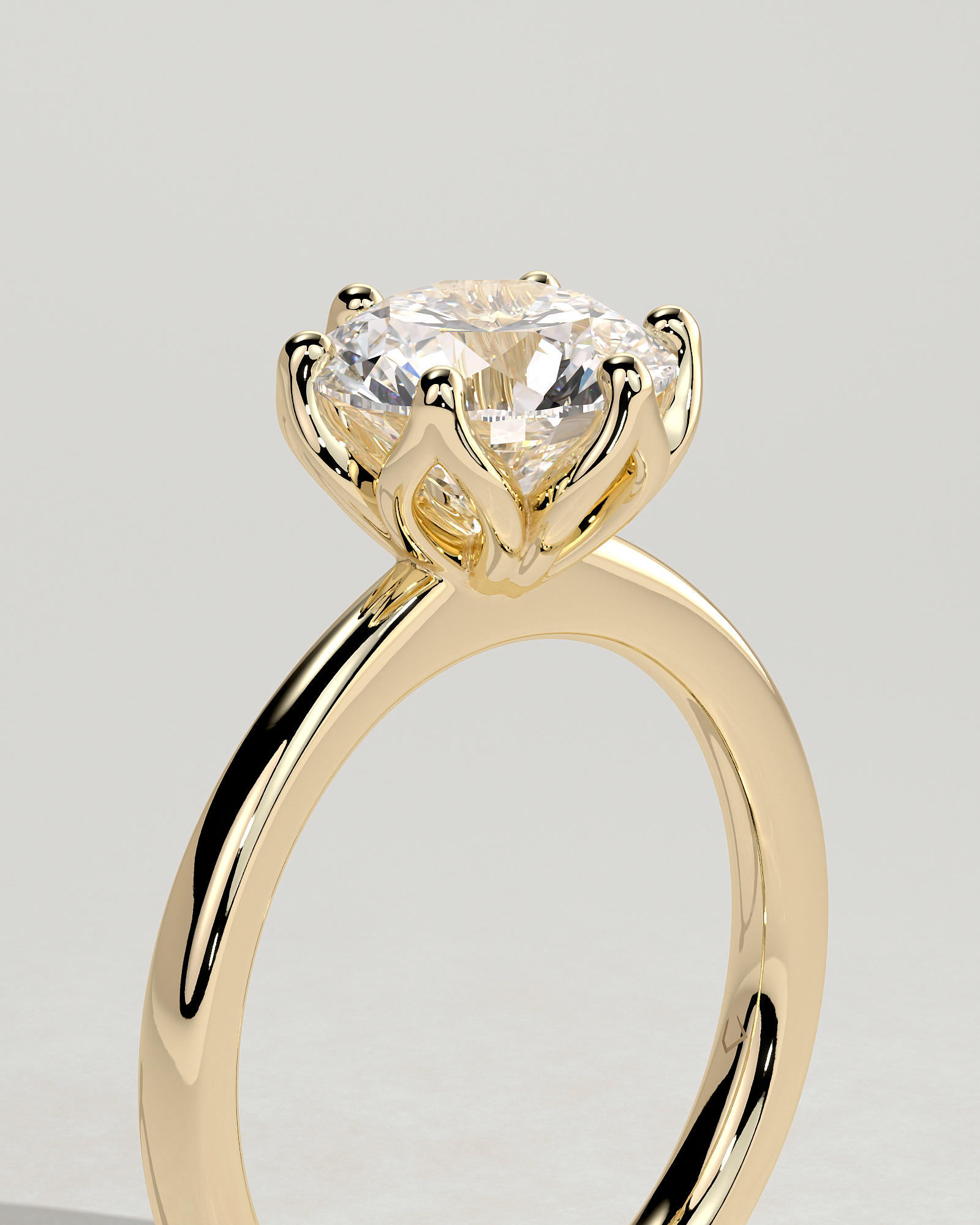 Tessa  Round Solitaire with Tulip Setting - 18k Yellow Gold