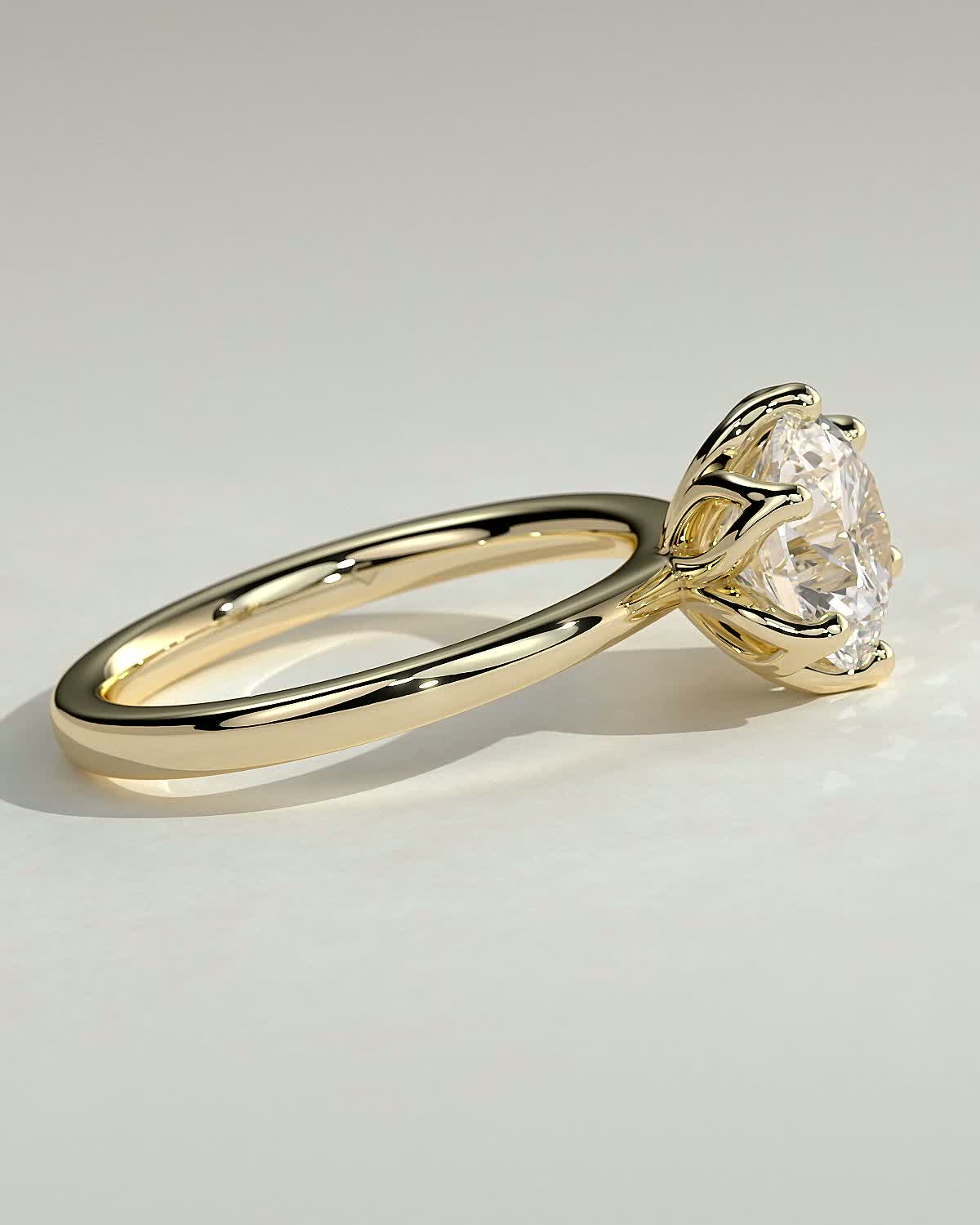 Tessa  Round Solitaire with Tulip Setting - 18k Yellow Gold