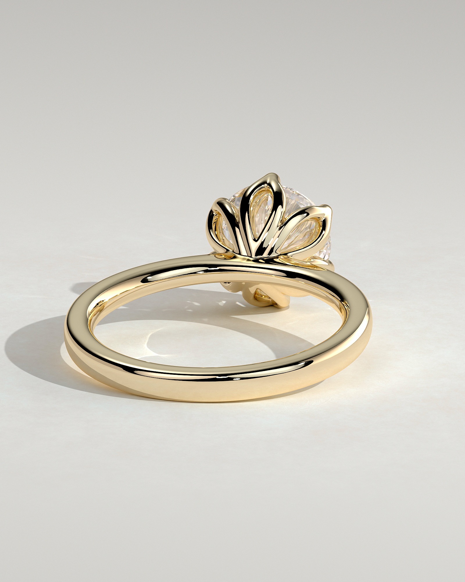 Tessa  Round Solitaire with Tulip Setting - 18k Yellow Gold