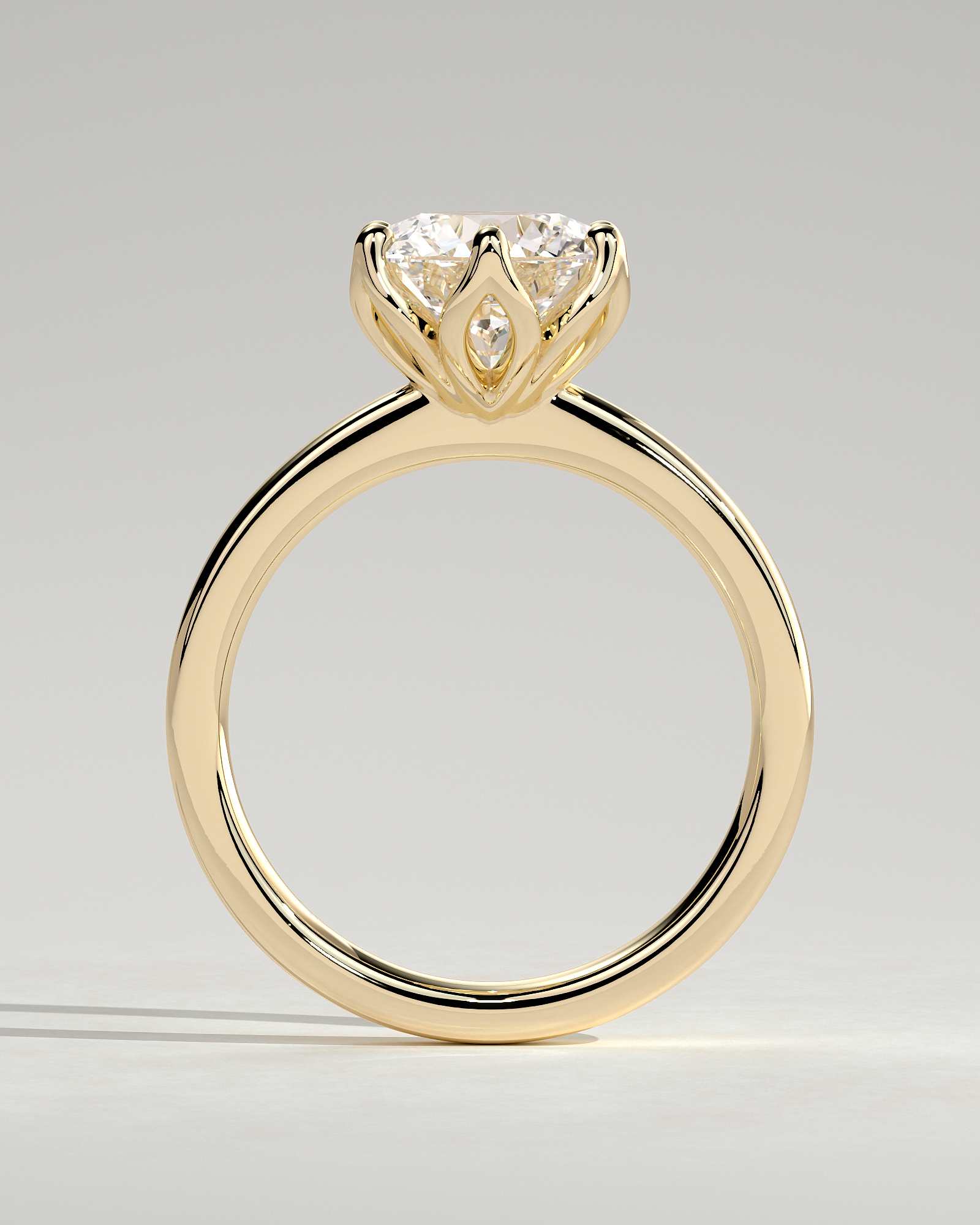Tessa  Round Solitaire with Tulip Setting - 18k Yellow Gold