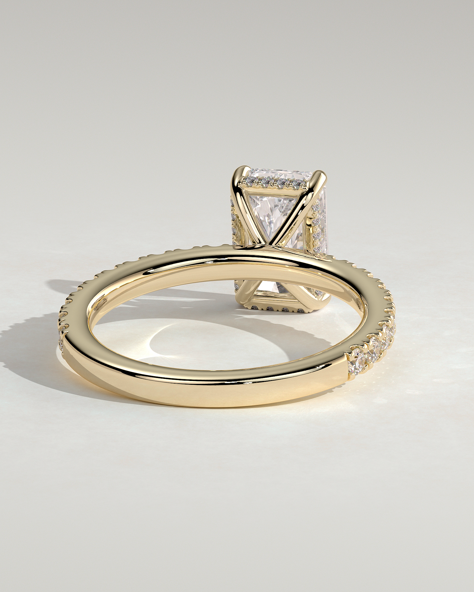 Thea - 4 Claw Pav Radiant Solitaire with Hidden Halo - 18k Yellow Gold