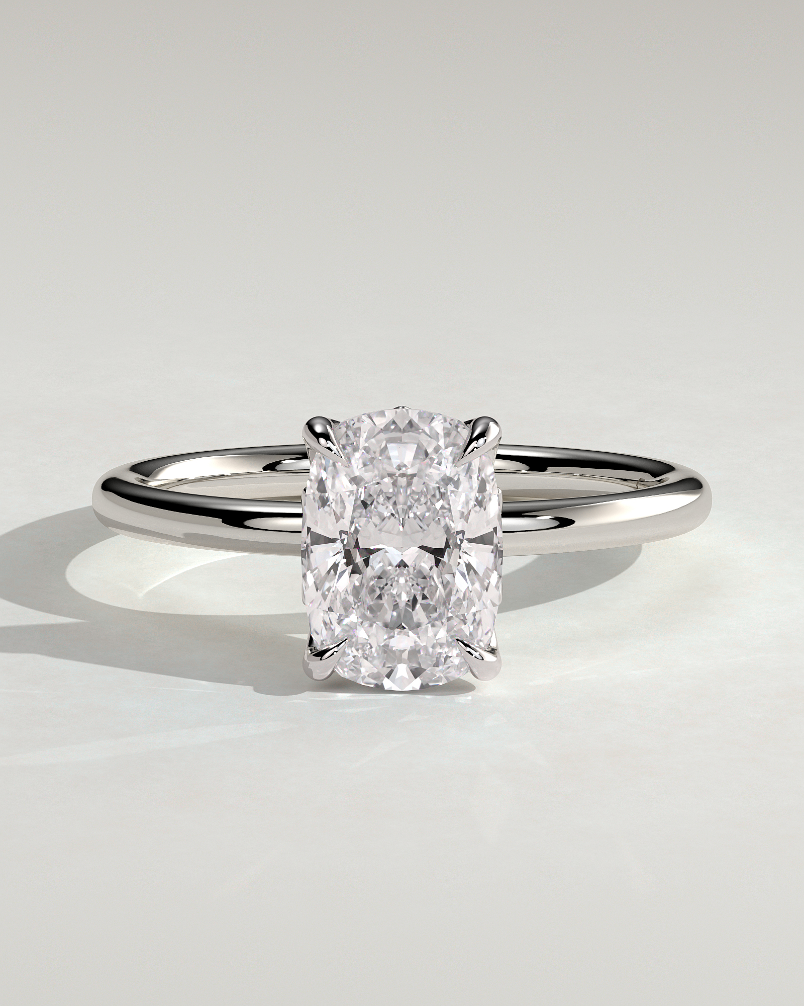 Tilly - Petal Claw Solitaire with Accent Leaf Detail - 18k White Gold