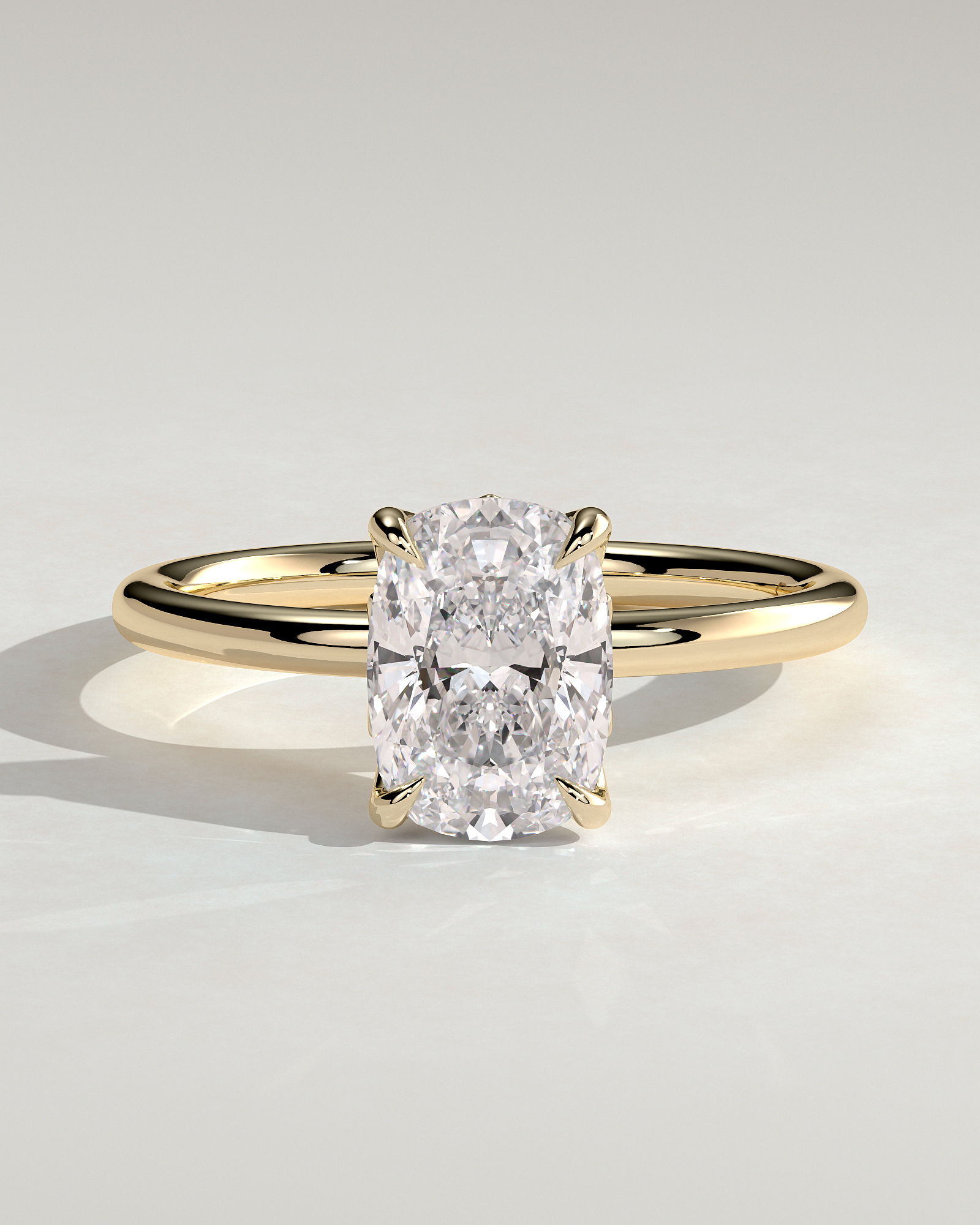 Tilly - Petal Claw Solitaire with Accent Leaf Detail - 18k Yellow Gold