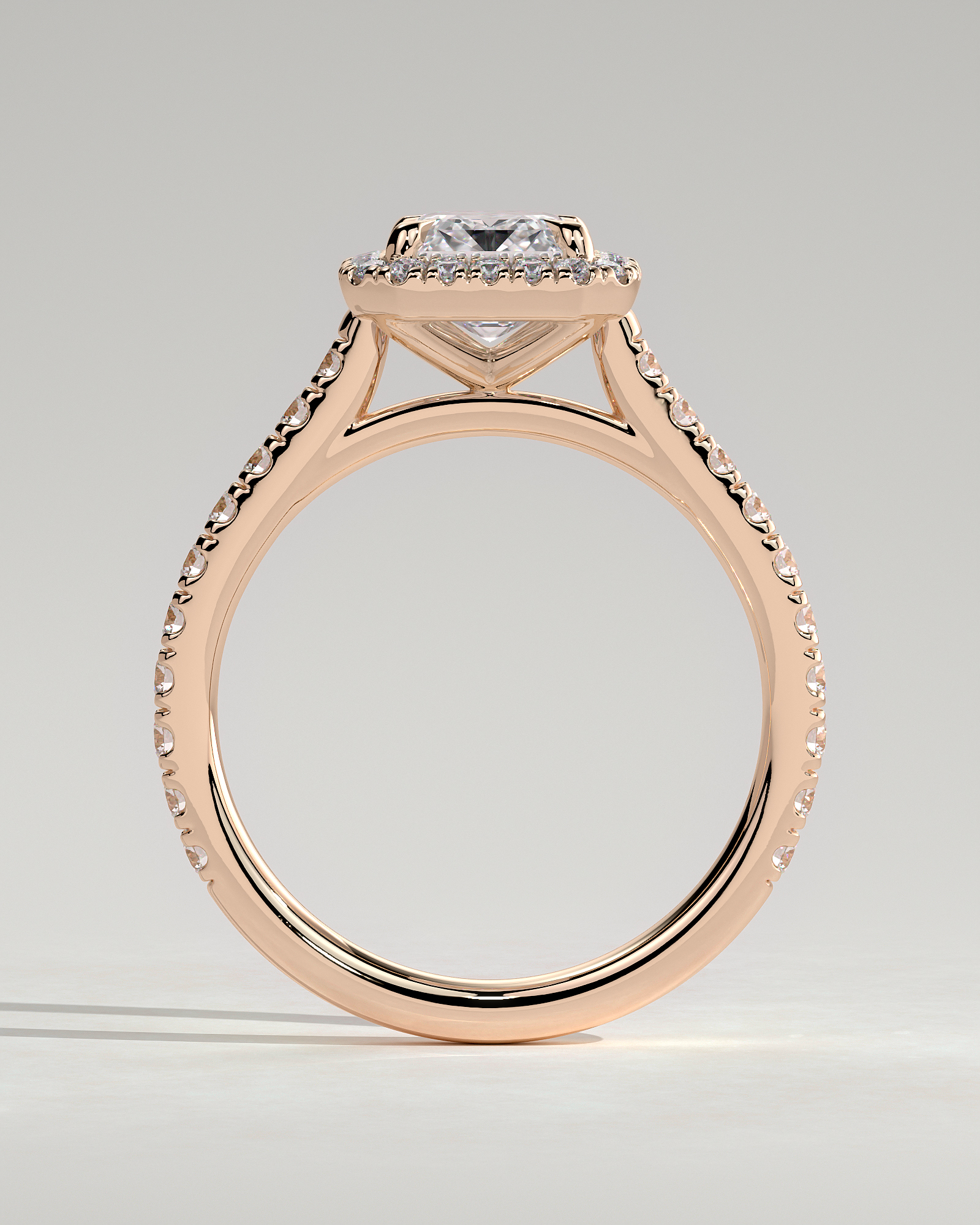 Vanessa  Emerald Halo with Pav - 18k Rose Gold