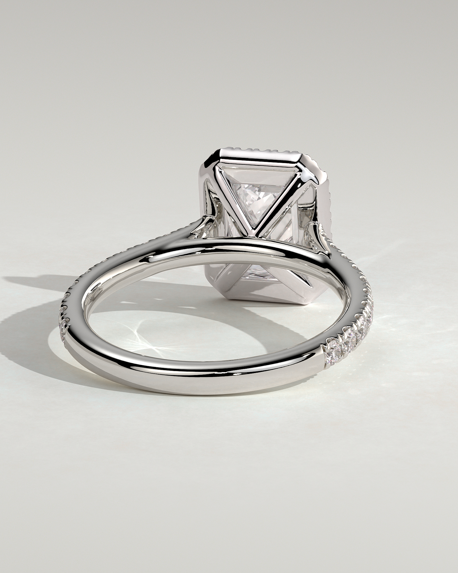 Vanessa  Emerald Halo with Pav - 18k White Gold