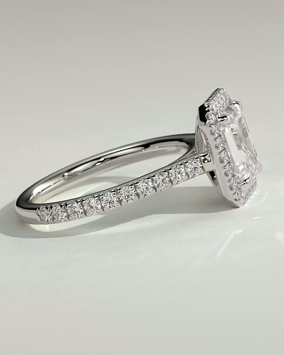 Vanessa  Emerald Halo with Pav - 18k White Gold