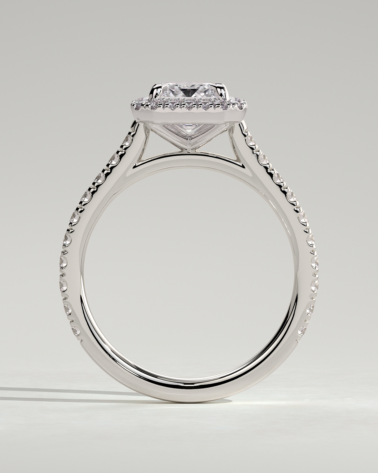 Vanessa  Emerald Halo with Pav - 18k White Gold