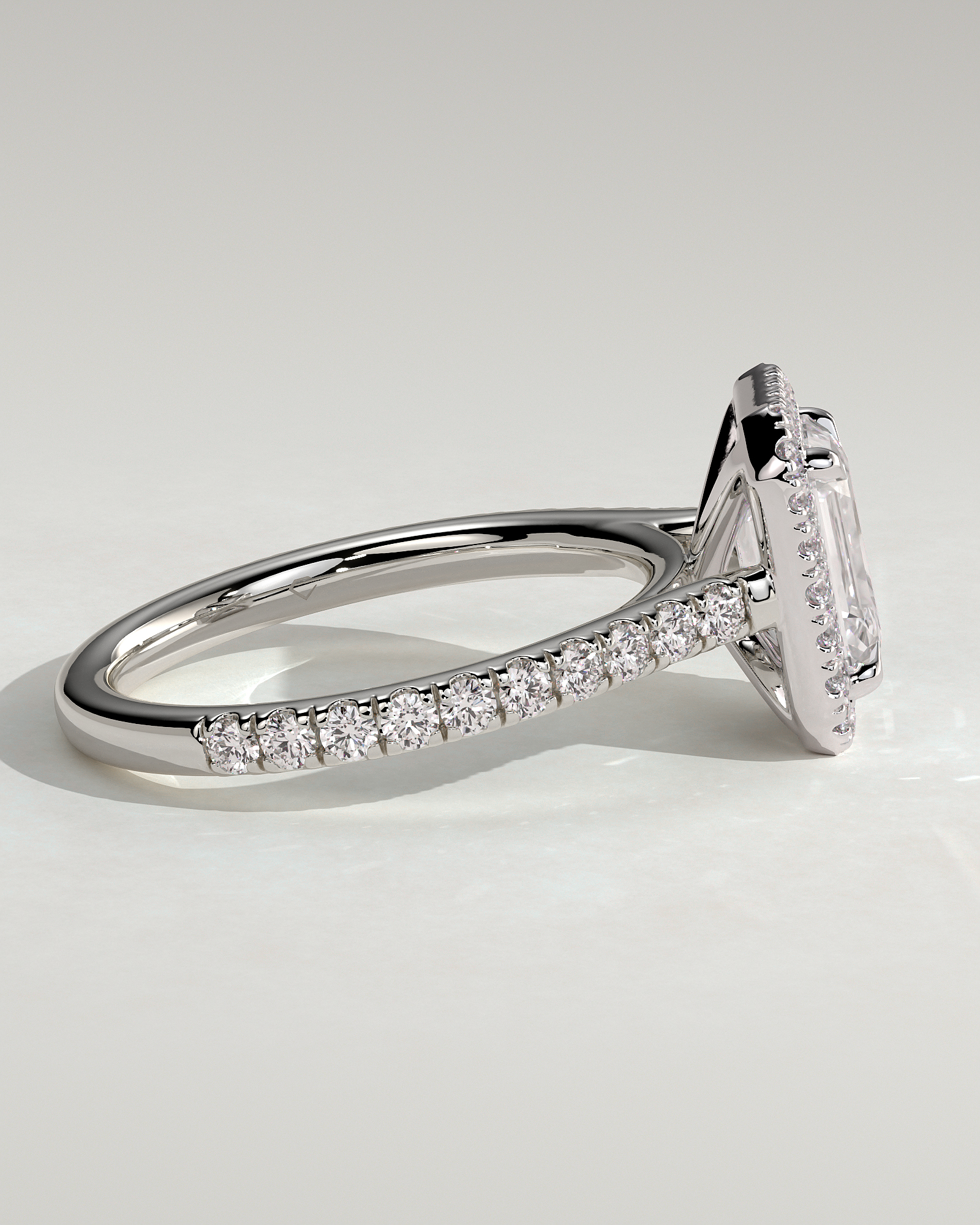 Vanessa  Emerald Halo with Pav - 18k White Gold