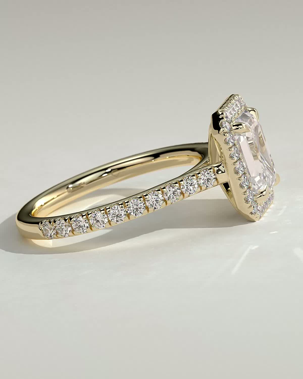 Vanessa  Emerald Halo with Pav - 18k Yellow Gold