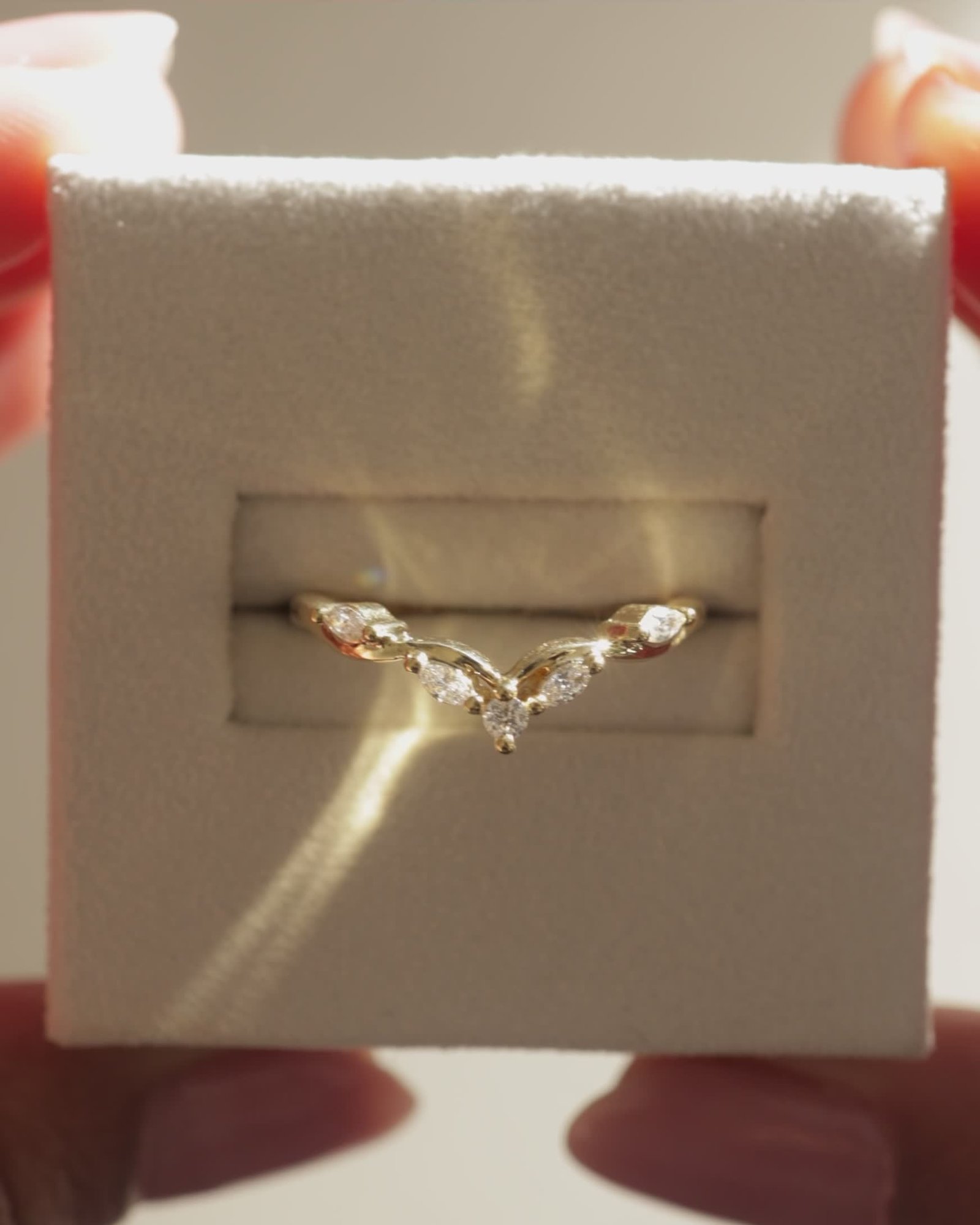 Veronica - Vintage Vine Marquise Accent Wedding Band Lifestyle Image