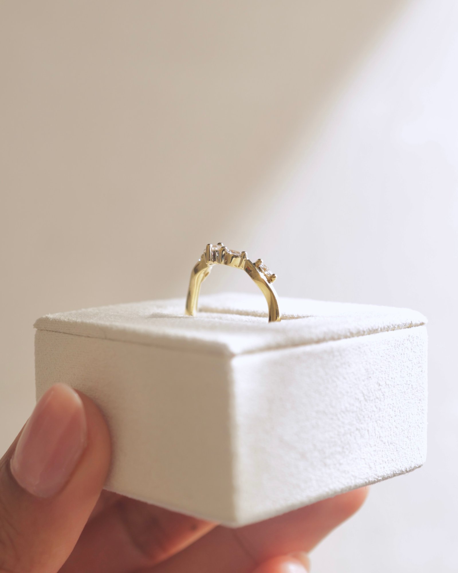 Veronica - Vintage Vine Marquise Accent Wedding Band Lifestyle Image