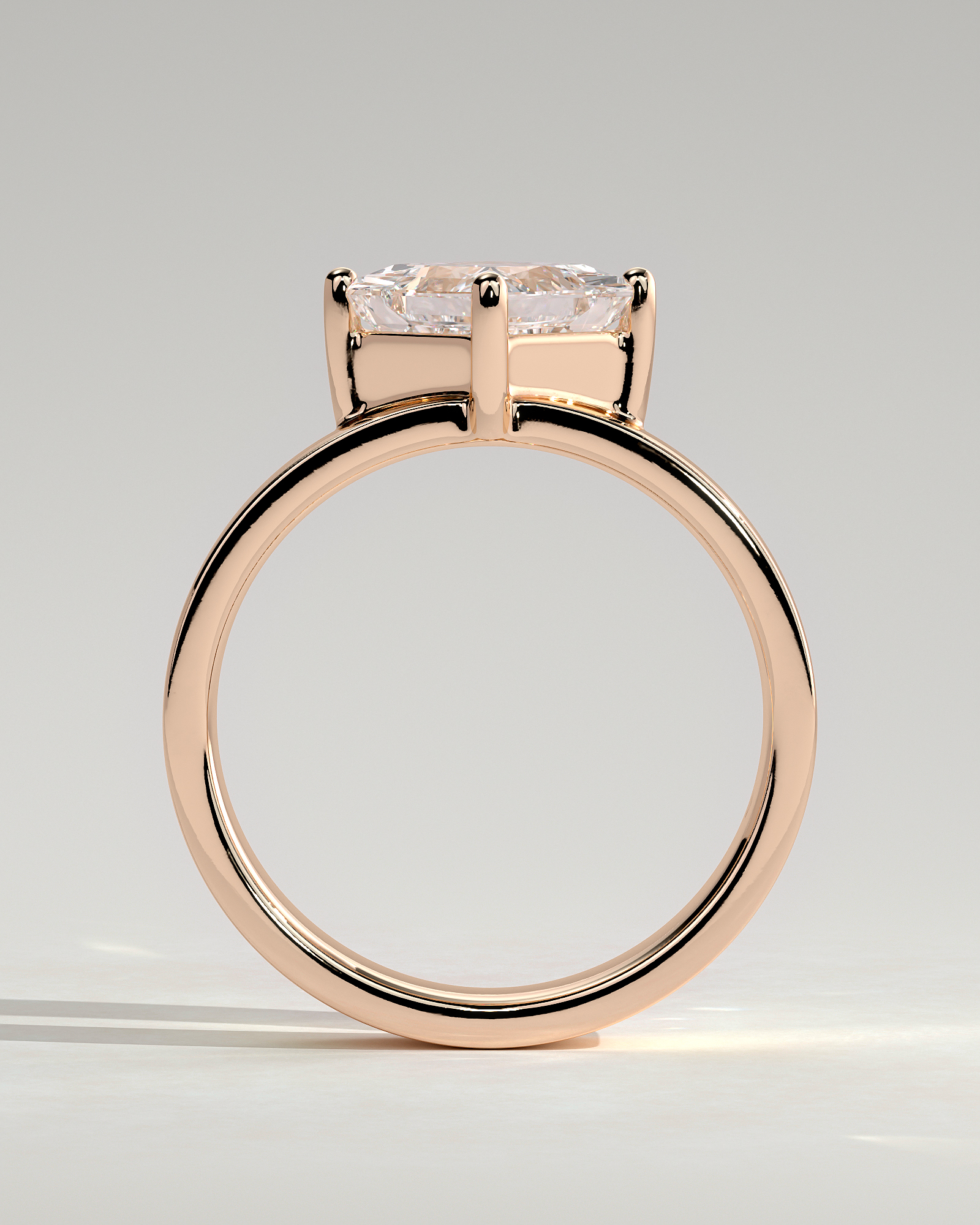 Vicki - Asscher Solitaire with Cigar band - 18k Rose Gold