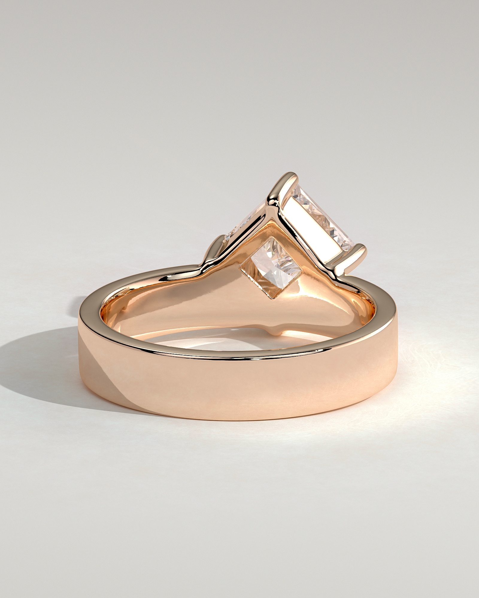 Vicki - Asscher Solitaire with Cigar band - 18k Rose Gold