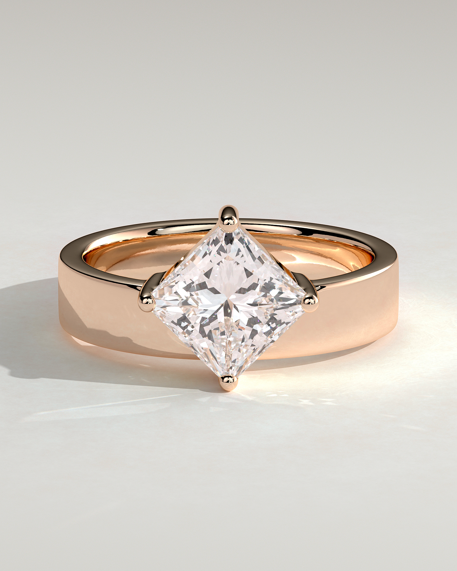 Vicki - Asscher Solitaire with Cigar band - 18k Rose Gold