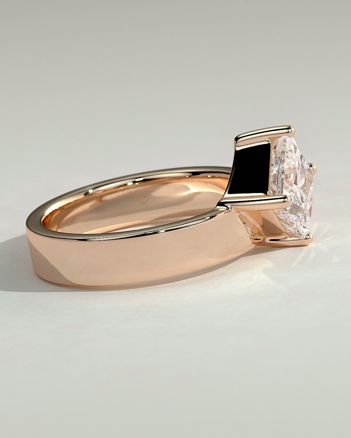 Vicki - Asscher Solitaire with Cigar band - 18k Rose Gold