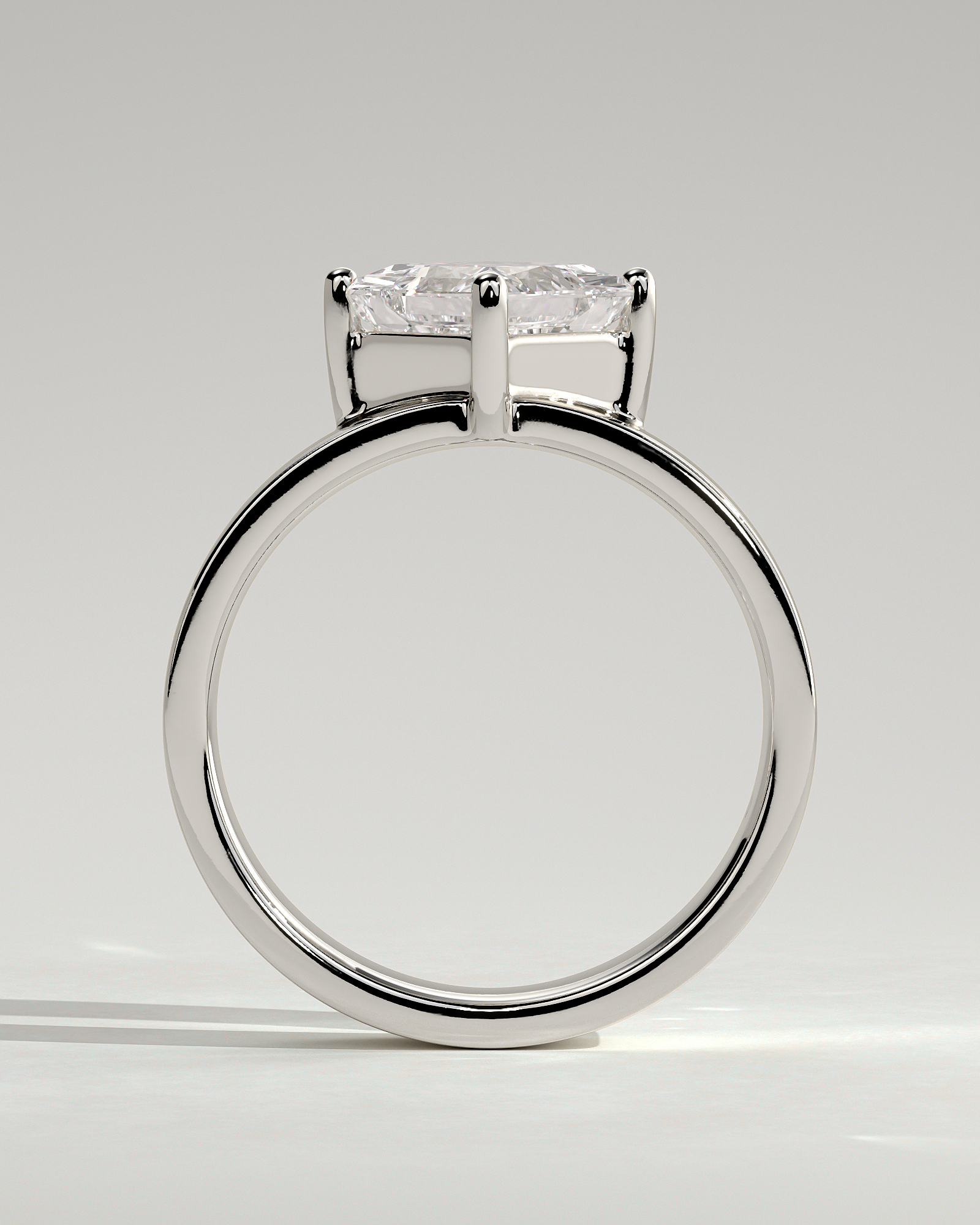 Vicki - Asscher Solitaire with Cigar band - 18k White Gold