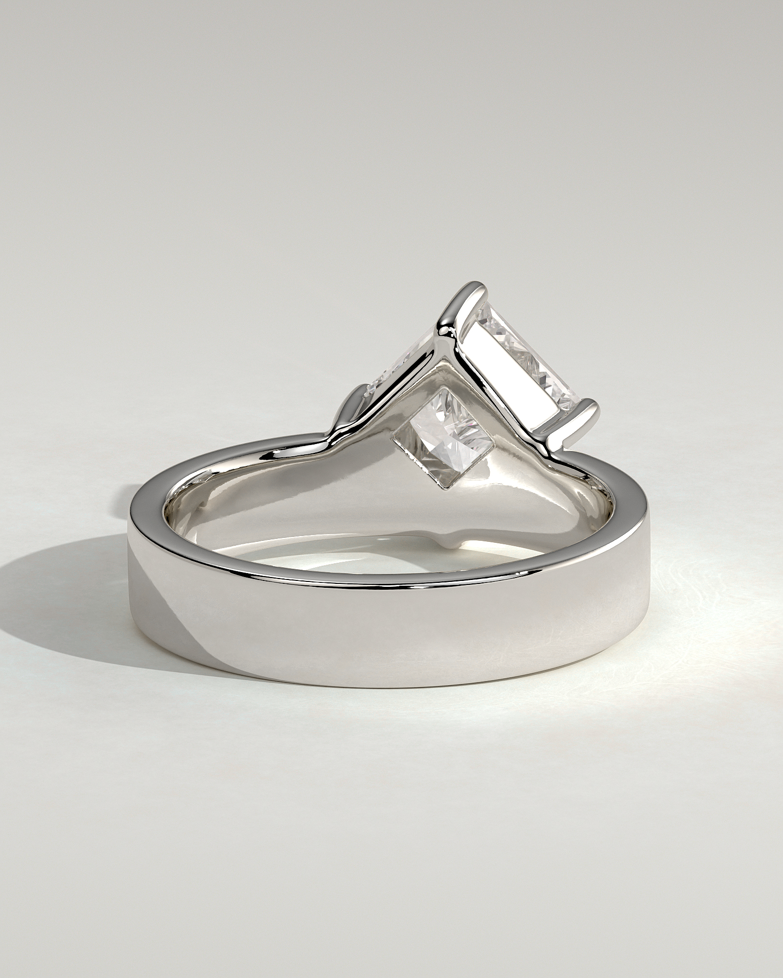 Vicki - Asscher Solitaire with Cigar band - 18k White Gold