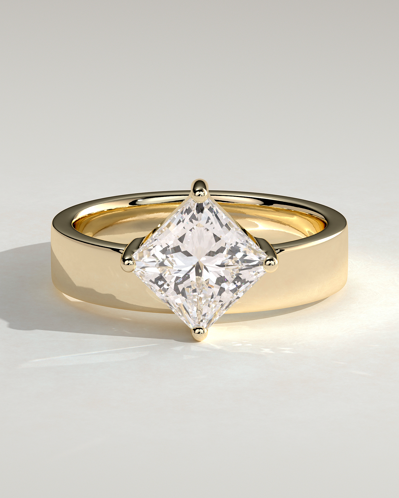 Vicki - Asscher Solitaire with Cigar band - 18k Yellow Gold