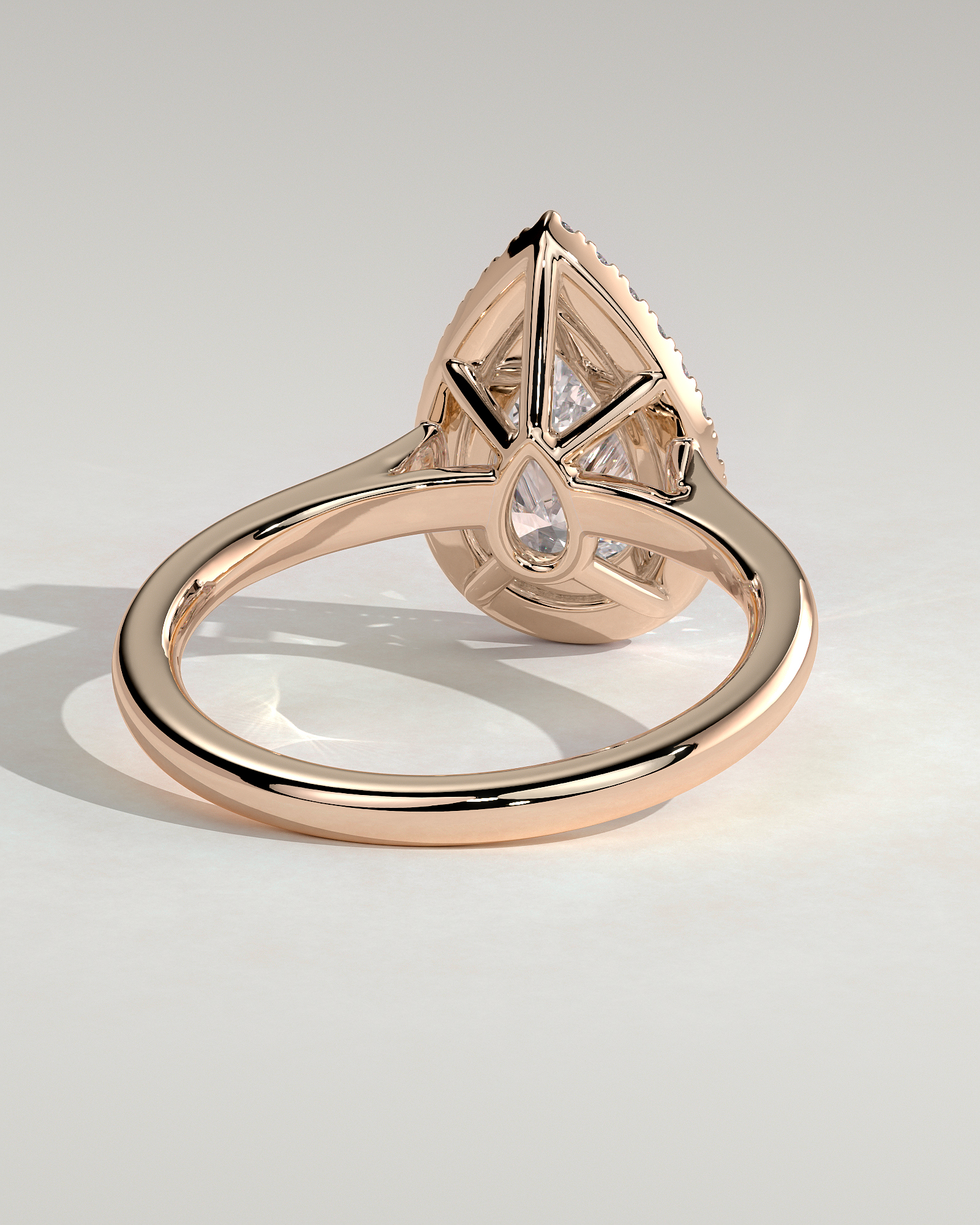 Viola  5 Claw Cathedral Pear Halo - 18k Rose Gold