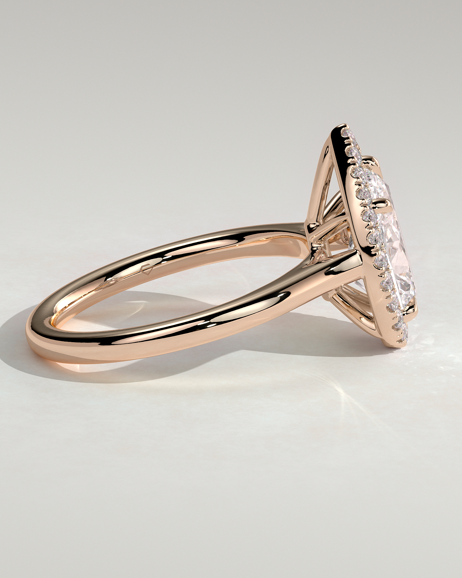 Viola  5 Claw Cathedral Pear Halo - 18k Rose Gold