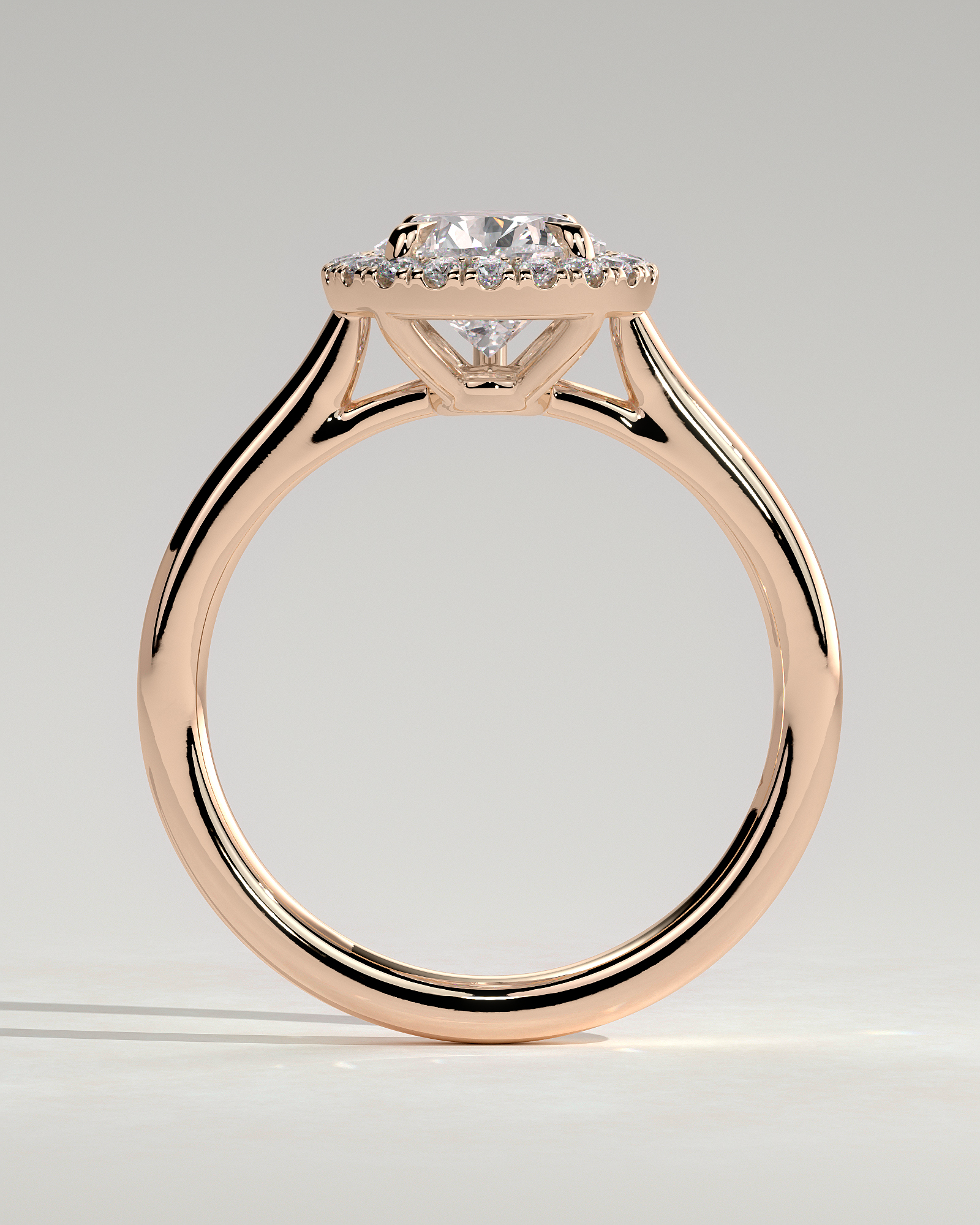 Viola  5 Claw Cathedral Pear Halo - 18k Rose Gold