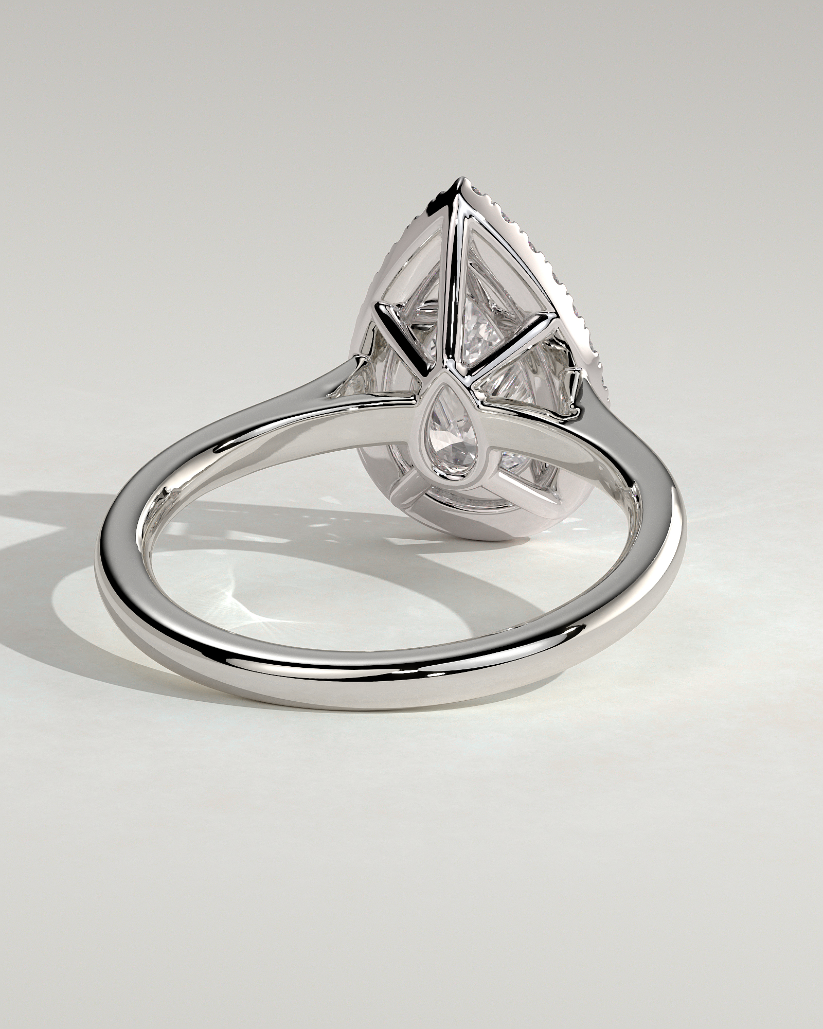 Viola  5 Claw Cathedral Pear Halo - 18k White Gold