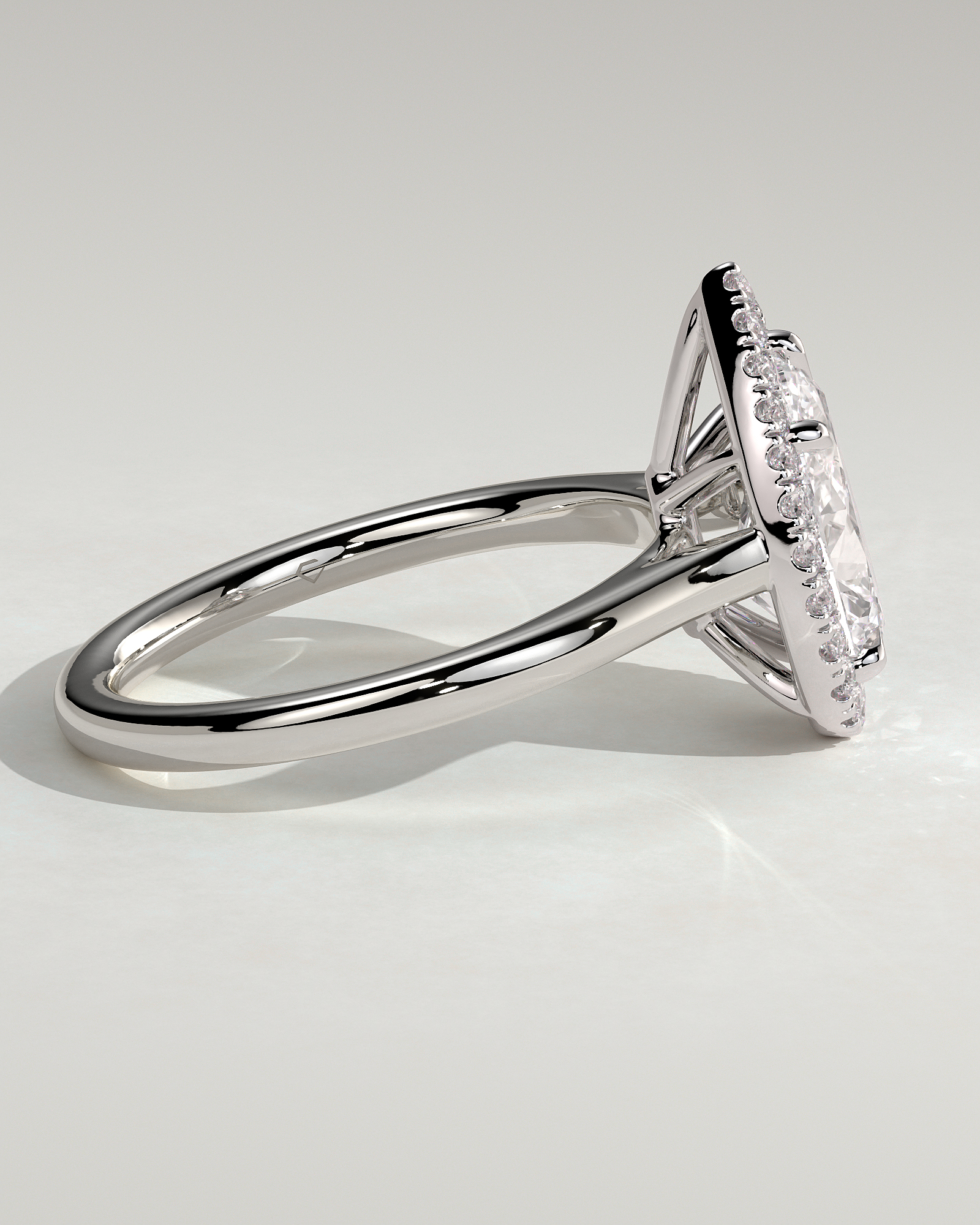 Viola  5 Claw Cathedral Pear Halo - 18k White Gold