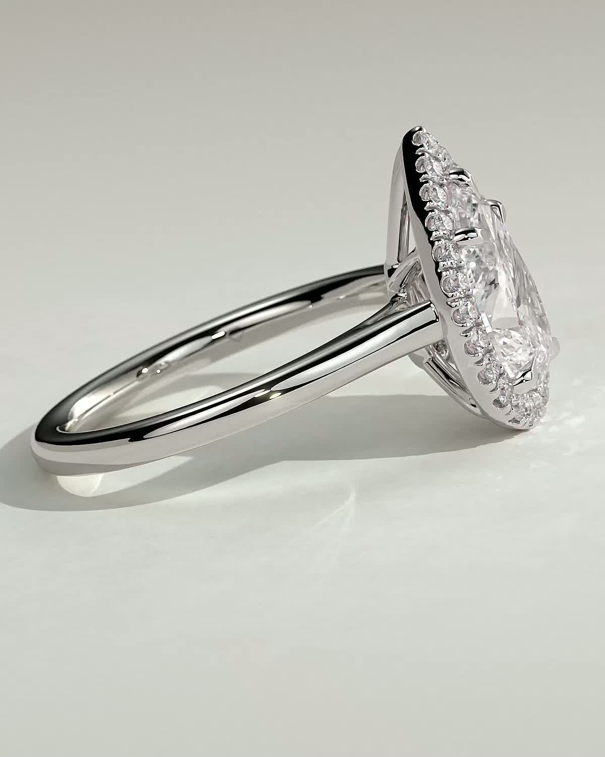 Viola  5 Claw Cathedral Pear Halo - 18k White Gold