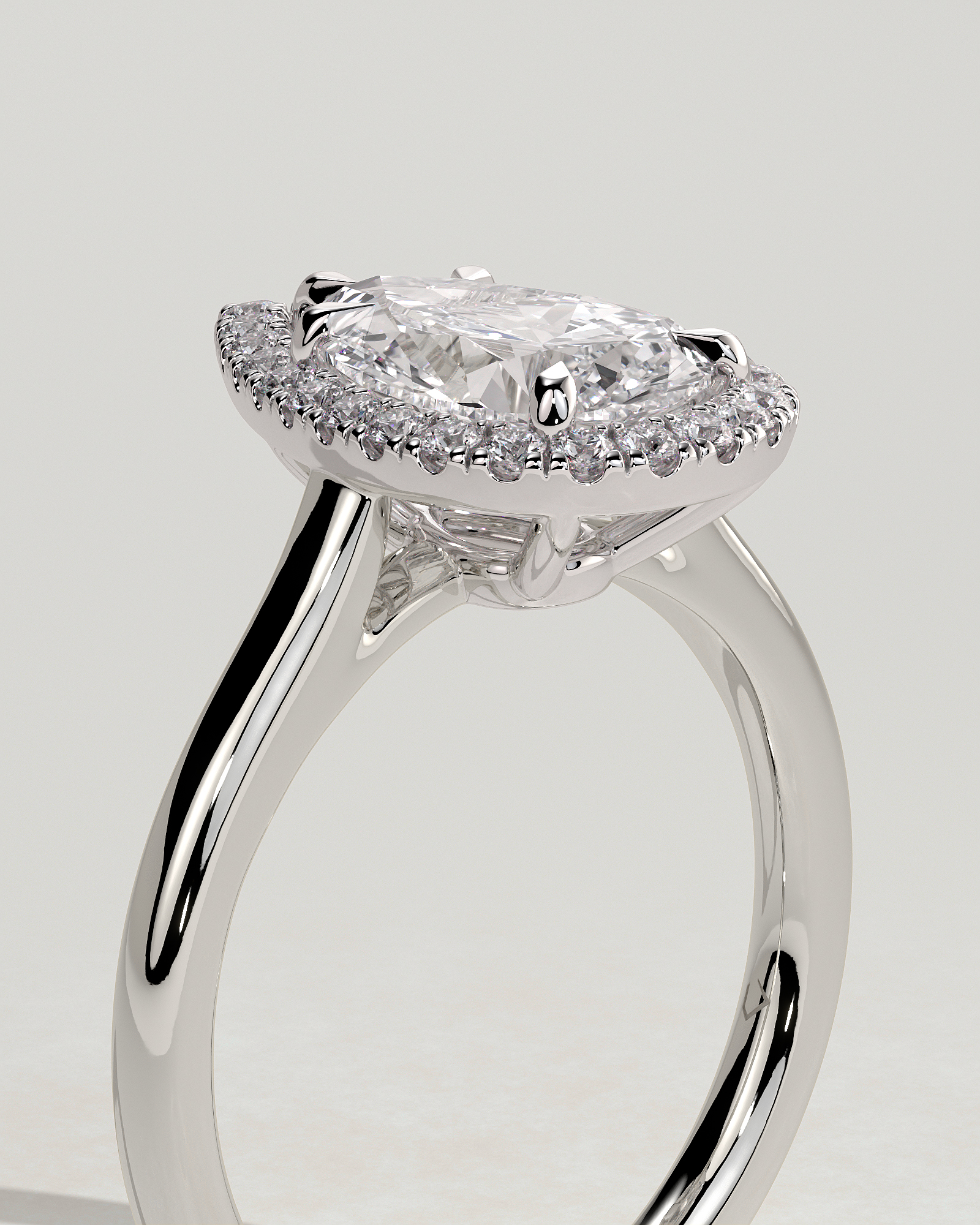 Viola  5 Claw Cathedral Pear Halo - 18k White Gold