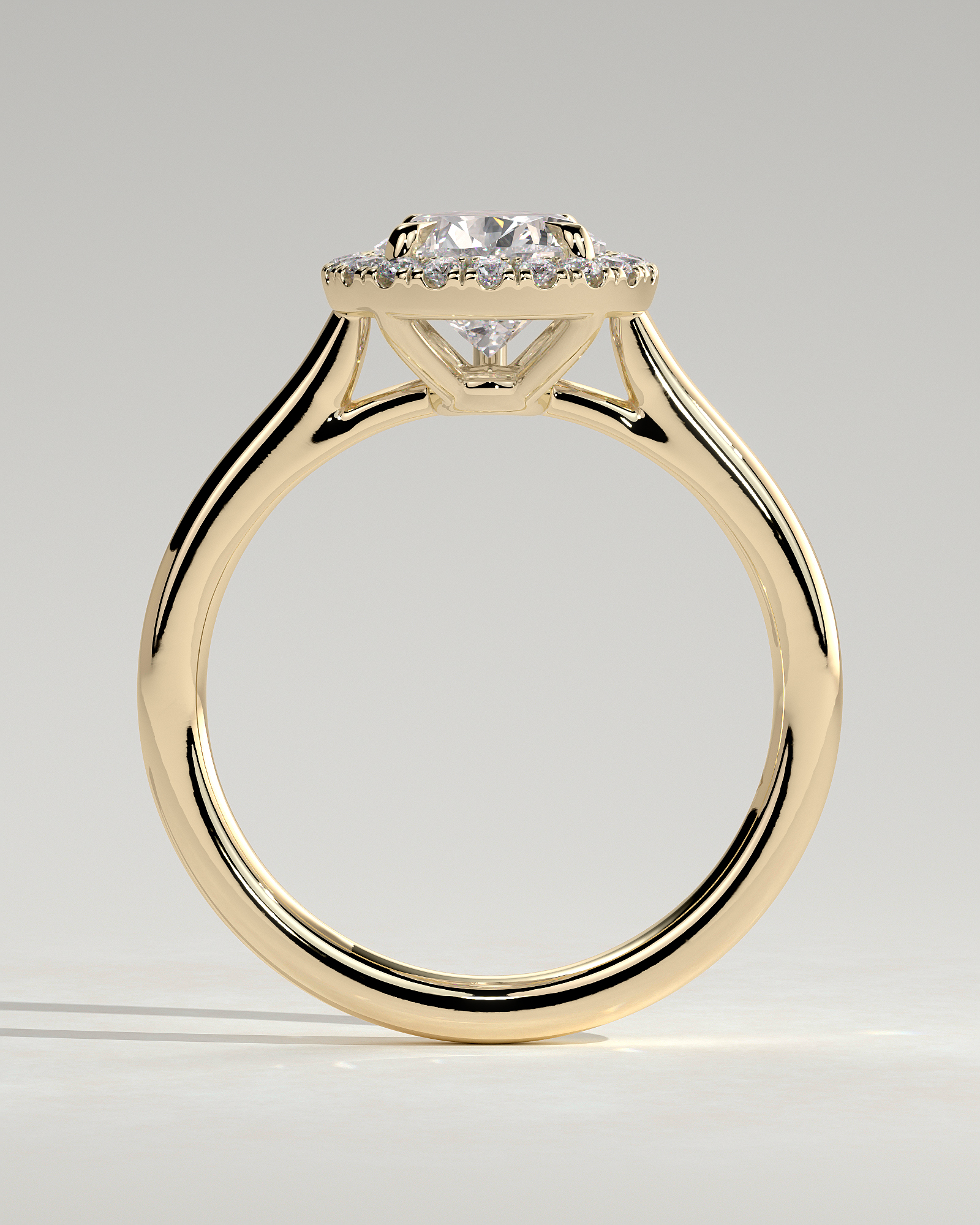 Viola  5 Claw Cathedral Pear Halo - 18k Yellow Gold