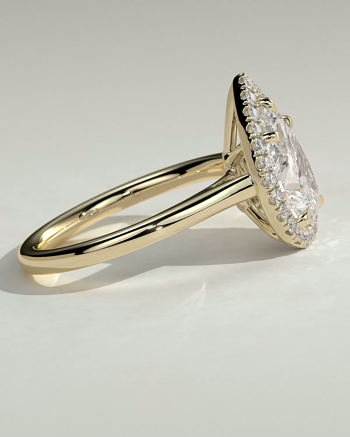 Viola  5 Claw Cathedral Pear Halo - 18k Yellow Gold