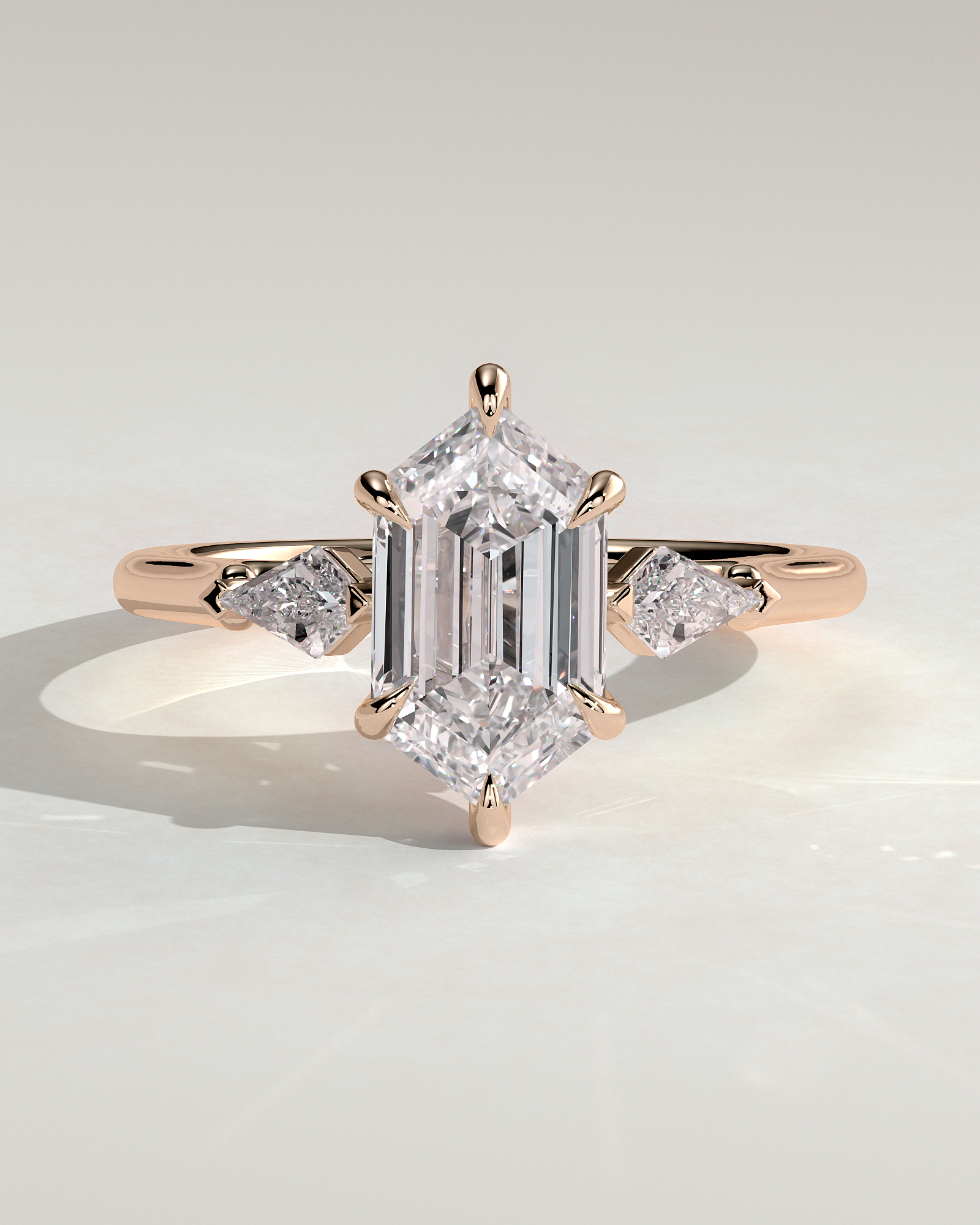 Wanda - 6 Claw Elongated Hexagon Trilogy - 18k Rose Gold