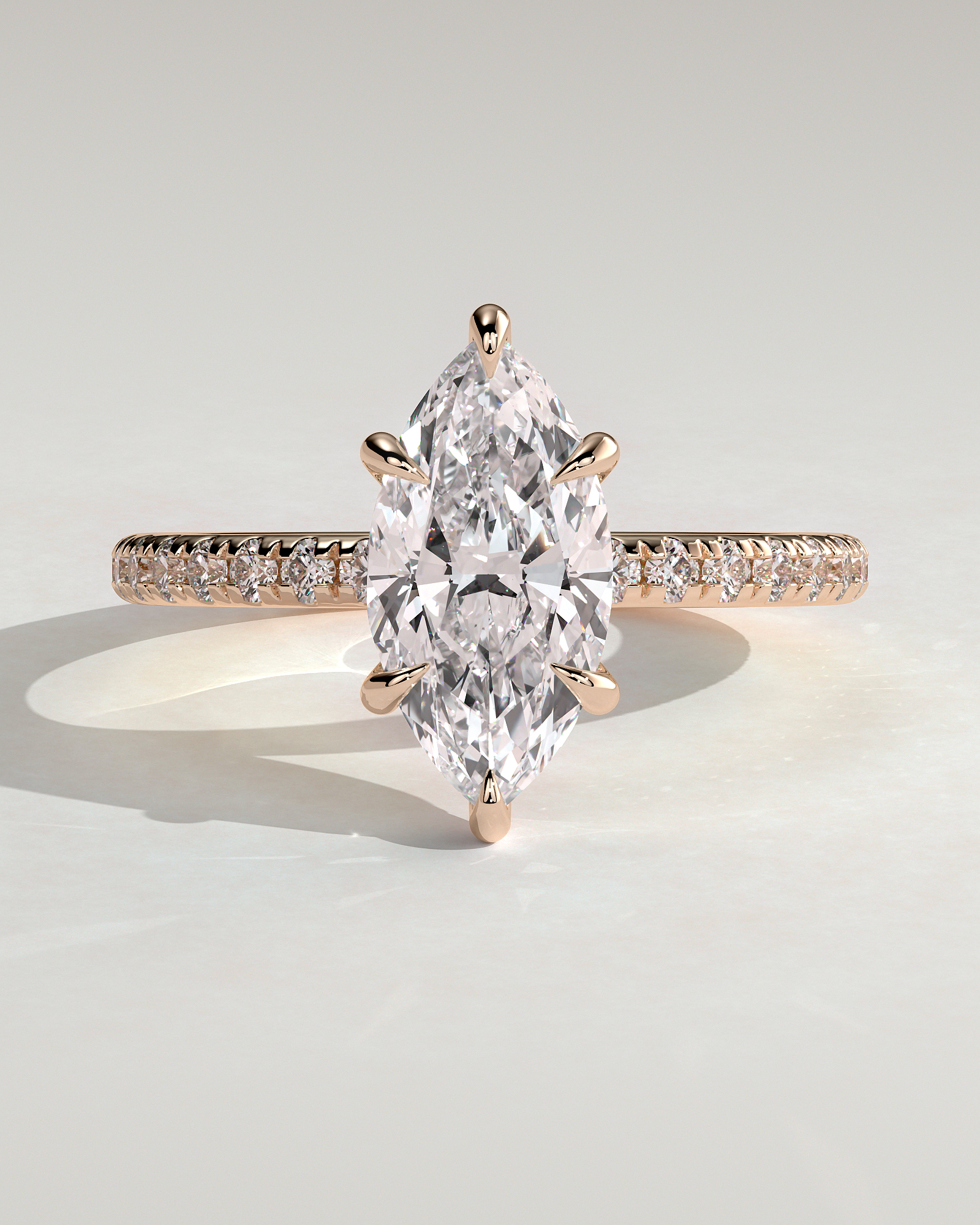 Waverly - 6 Claw Marquise Solitaire with Hidden Halo and Pav - 18k Rose Gold