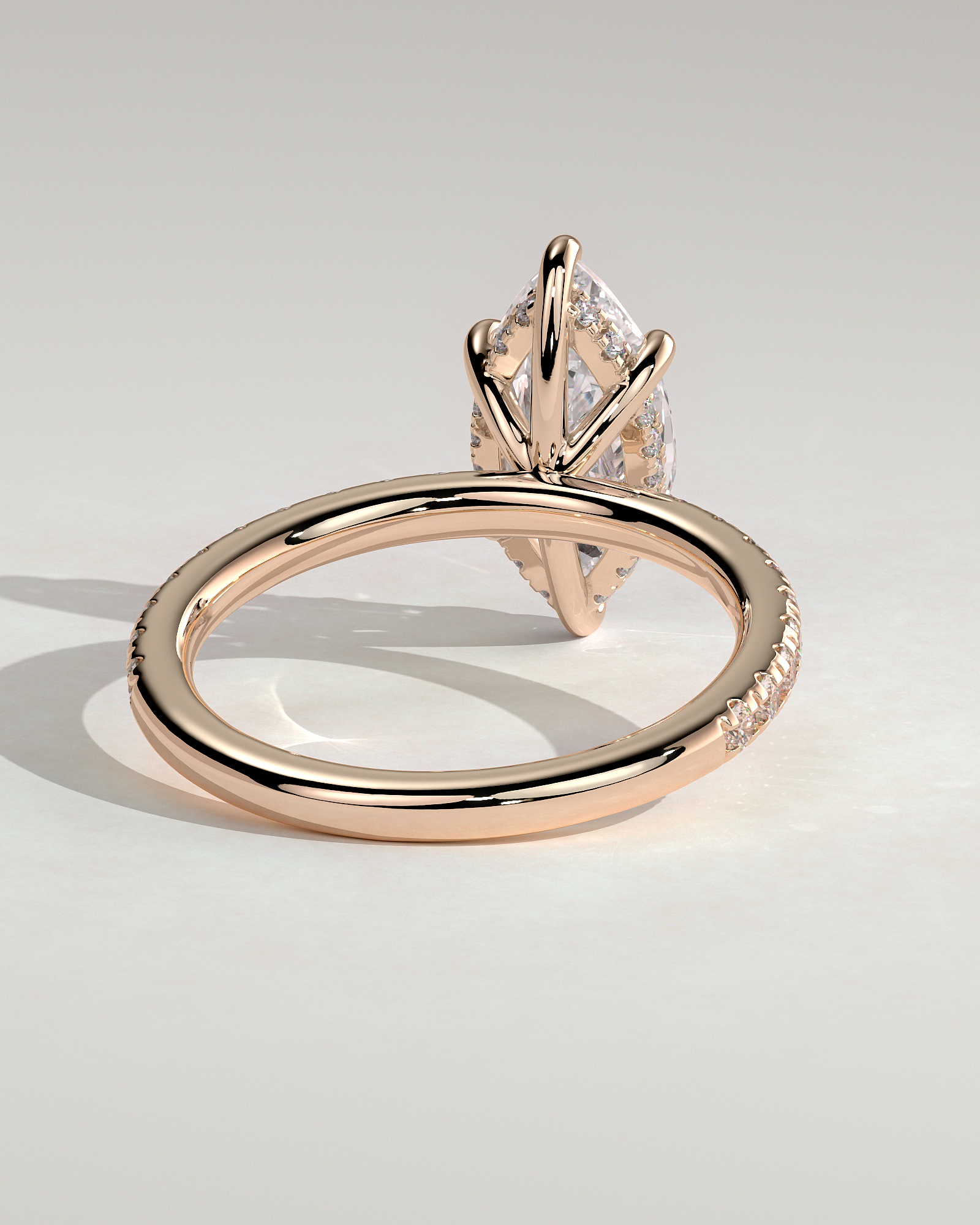 Waverly - 6 Claw Marquise Solitaire with Hidden Halo and Pav - 18k Rose Gold