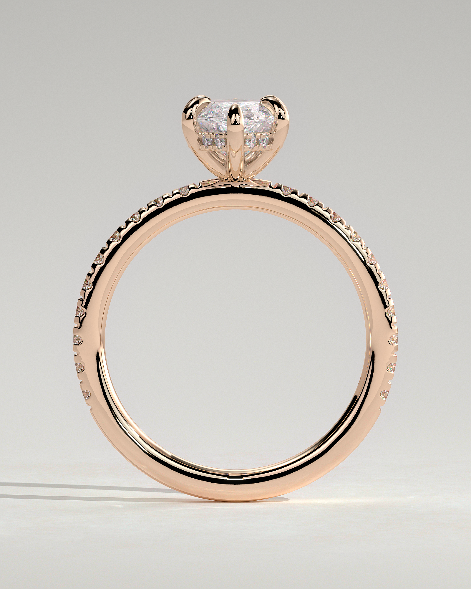 Waverly - 6 Claw Marquise Solitaire with Hidden Halo and Pav - 18k Rose Gold