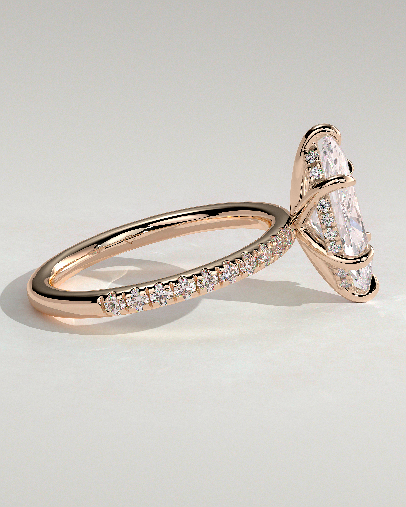 Waverly - 6 Claw Marquise Solitaire with Hidden Halo and Pav - 18k Rose Gold