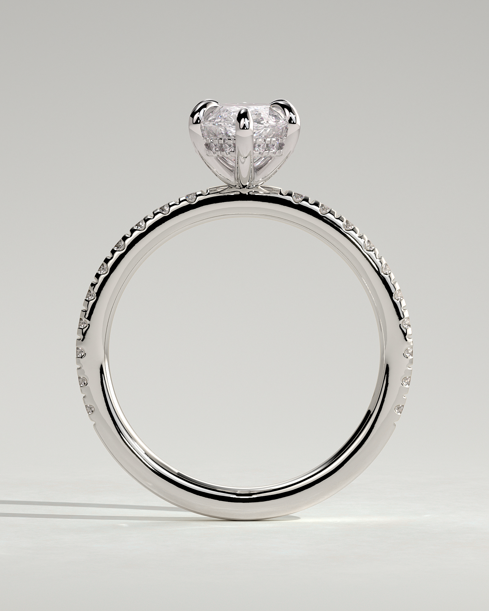 Waverly - 6 Claw Marquise Solitaire with Hidden Halo and Pav - 18k White Gold