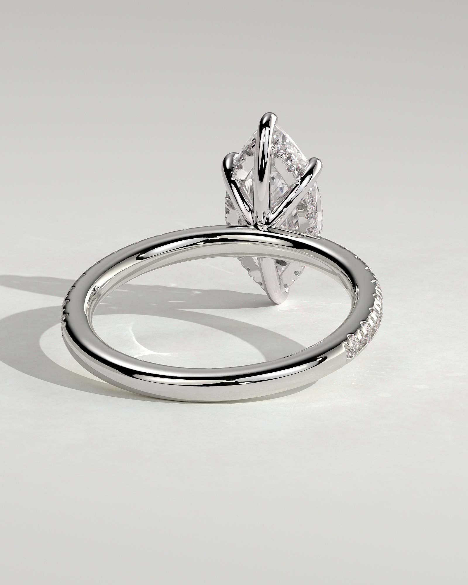 Waverly - 6 Claw Marquise Solitaire with Hidden Halo and Pav - 18k White Gold