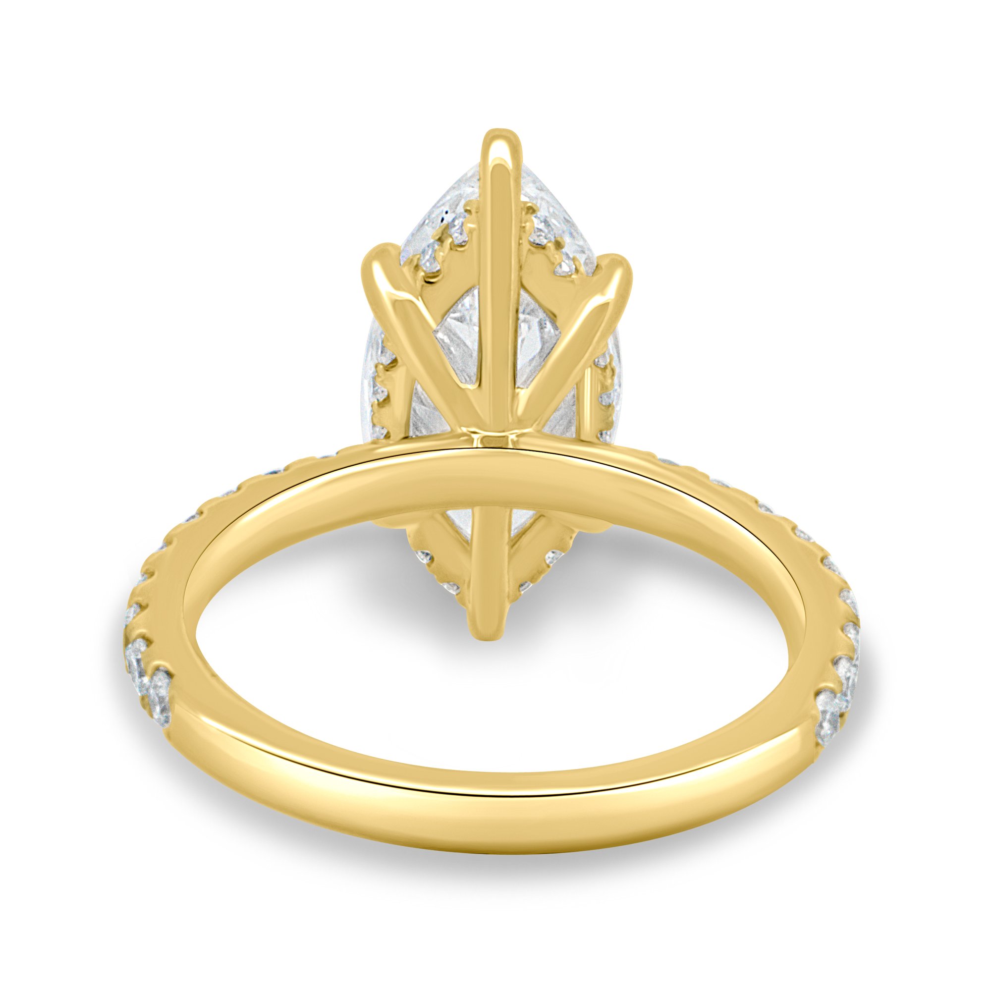 Waverly - 6 Claw Marquise Solitaire with Hidden Halo and Pav - 18k Yellow Gold