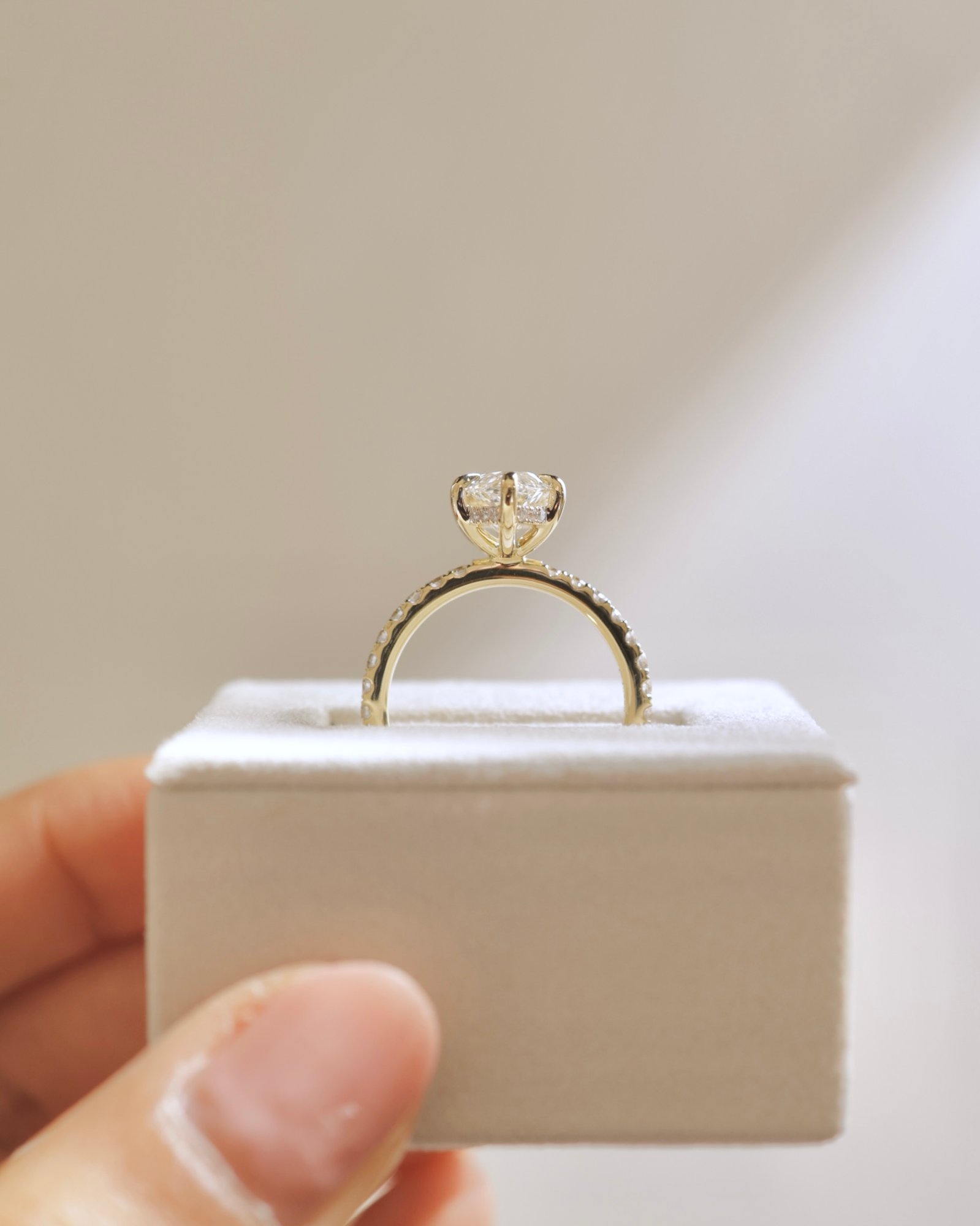 Waverly - 6 Claw Marquise Solitaire with Hidden Halo and Pav Lifestyle Image