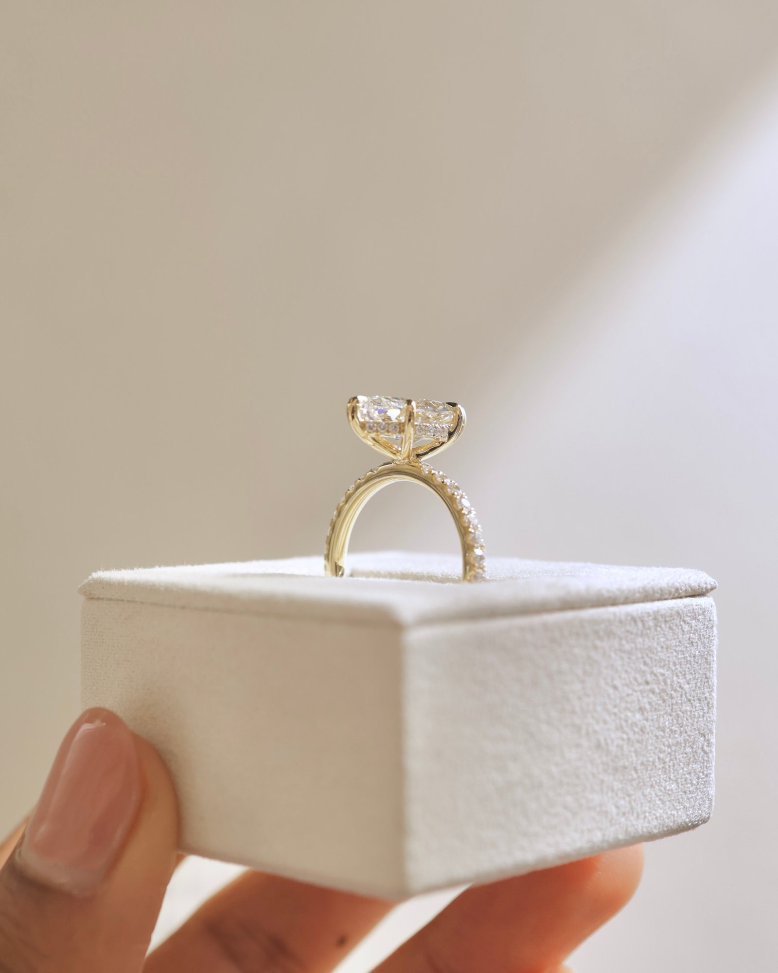 Waverly - 6 Claw Marquise Solitaire with Hidden Halo and Pav Lifestyle Image