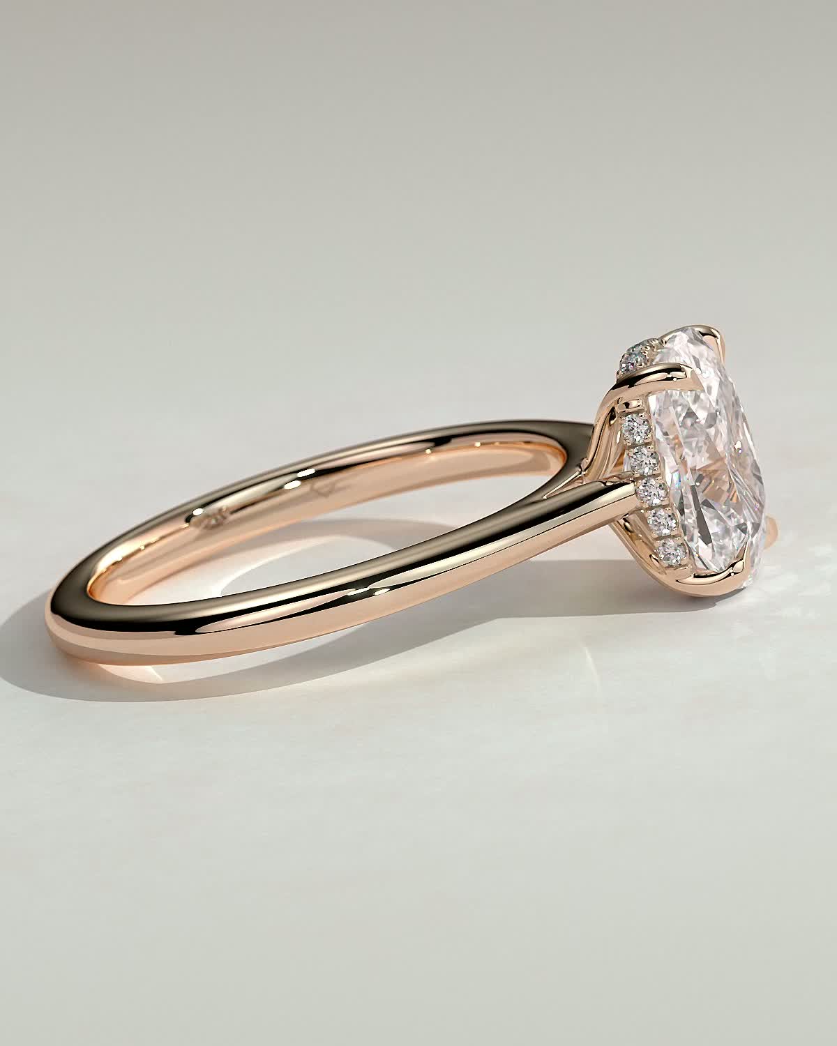 Wendy - 4 Claw Elongated Cushion Solitaire - 18k Rose Gold
