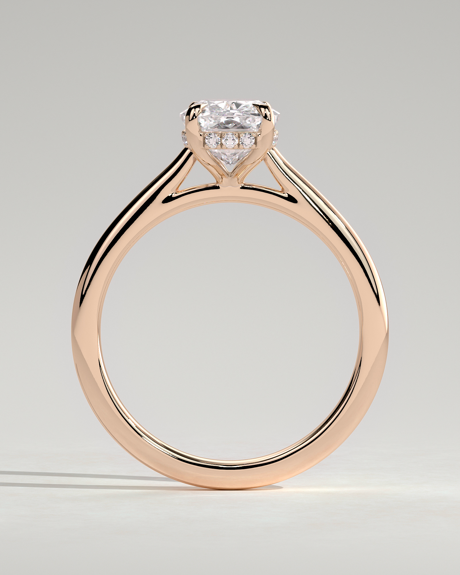 Wendy - 4 Claw Elongated Cushion Solitaire - 18k Rose Gold