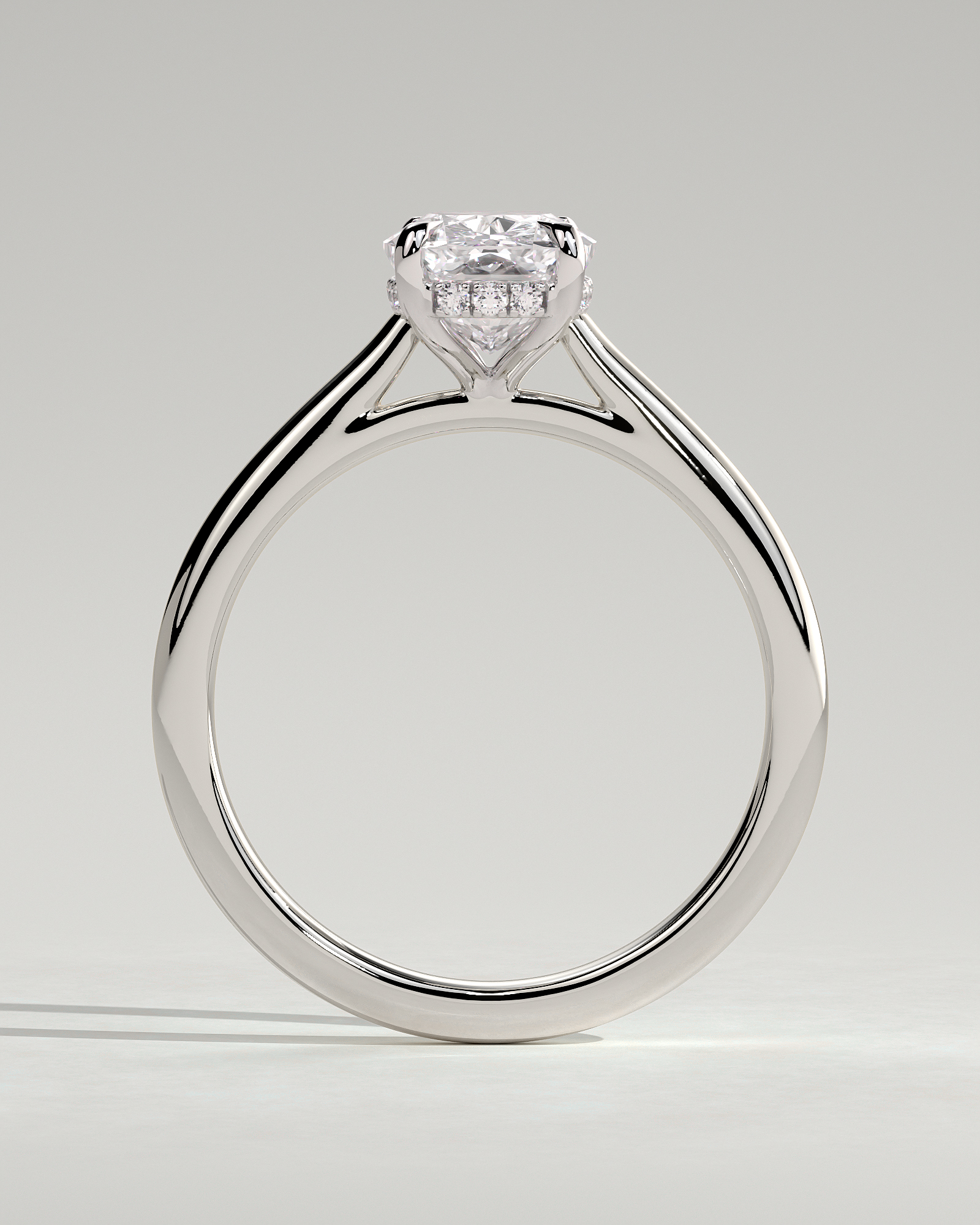 Wendy - 4 Claw Elongated Cushion Solitaire - 18k White Gold