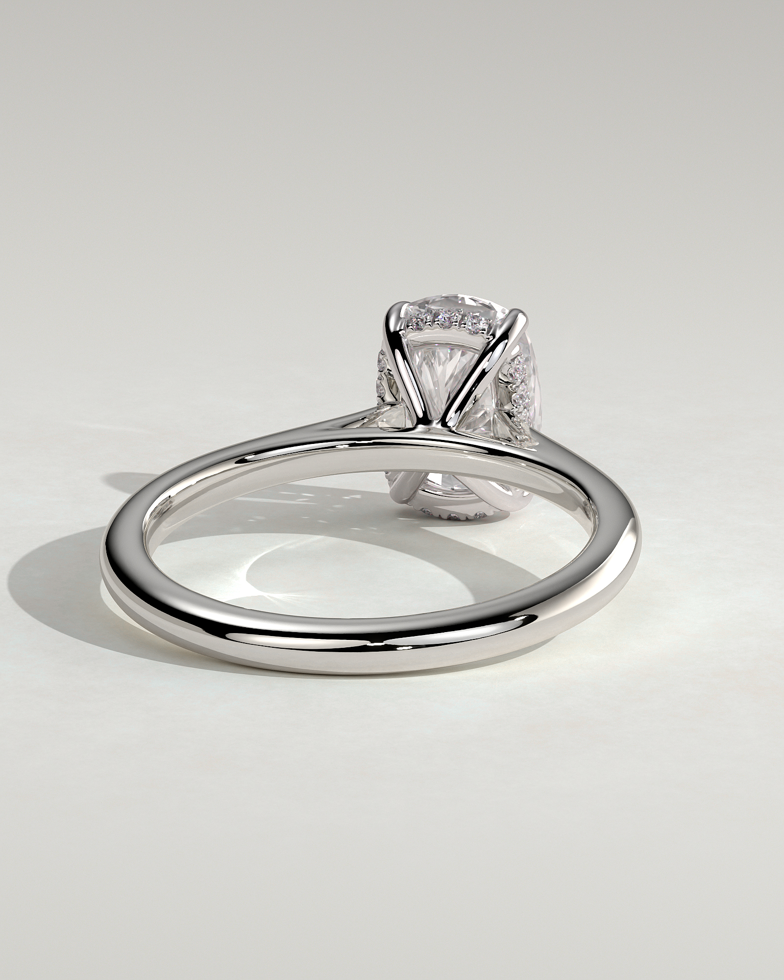 Wendy - 4 Claw Elongated Cushion Solitaire - 18k White Gold