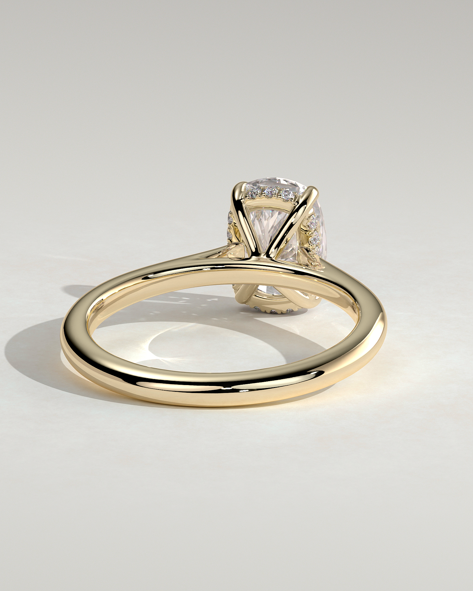 Wendy - 4 Claw Elongated Cushion Solitaire - 18k Yellow Gold