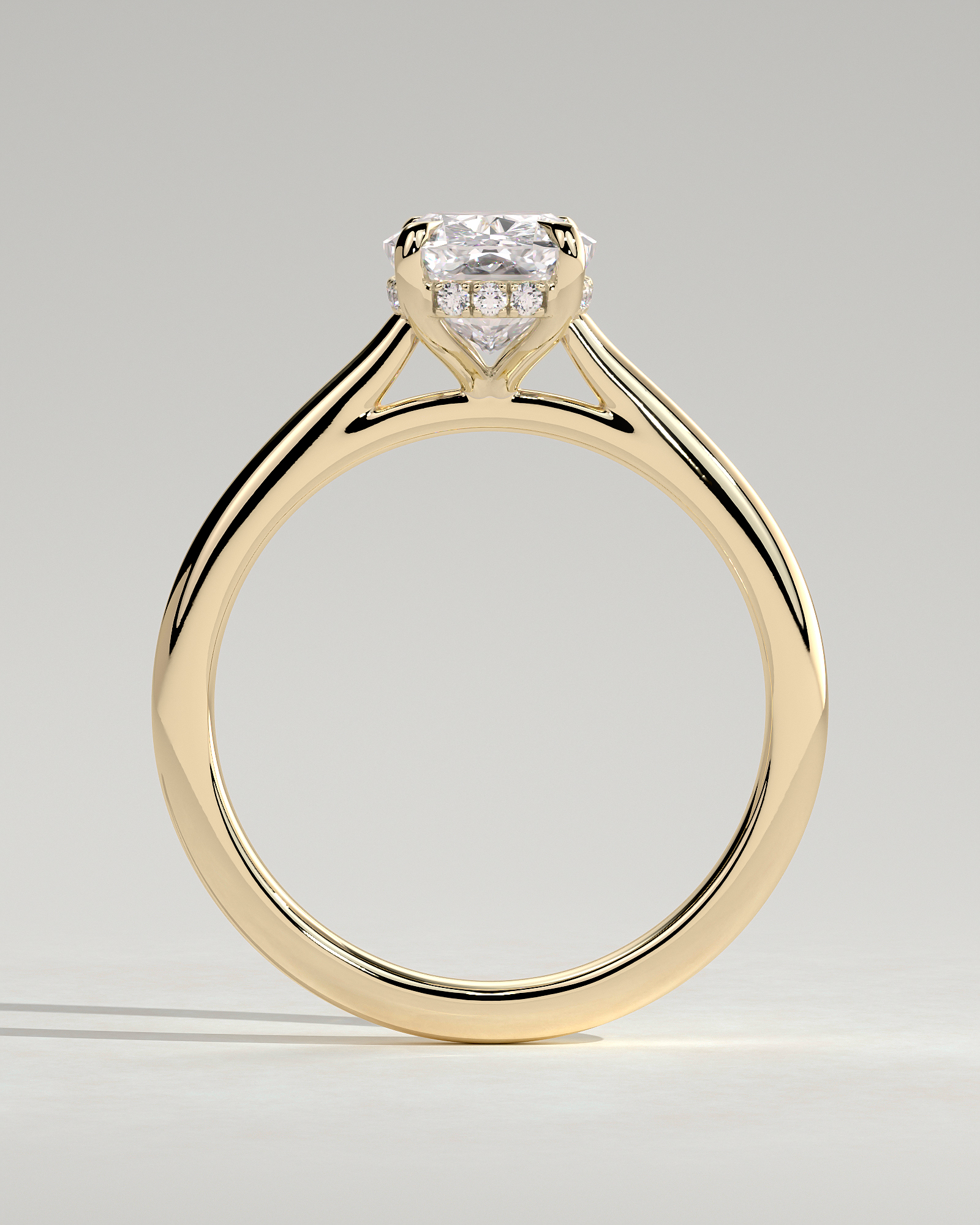 Wendy - 4 Claw Elongated Cushion Solitaire - 18k Yellow Gold