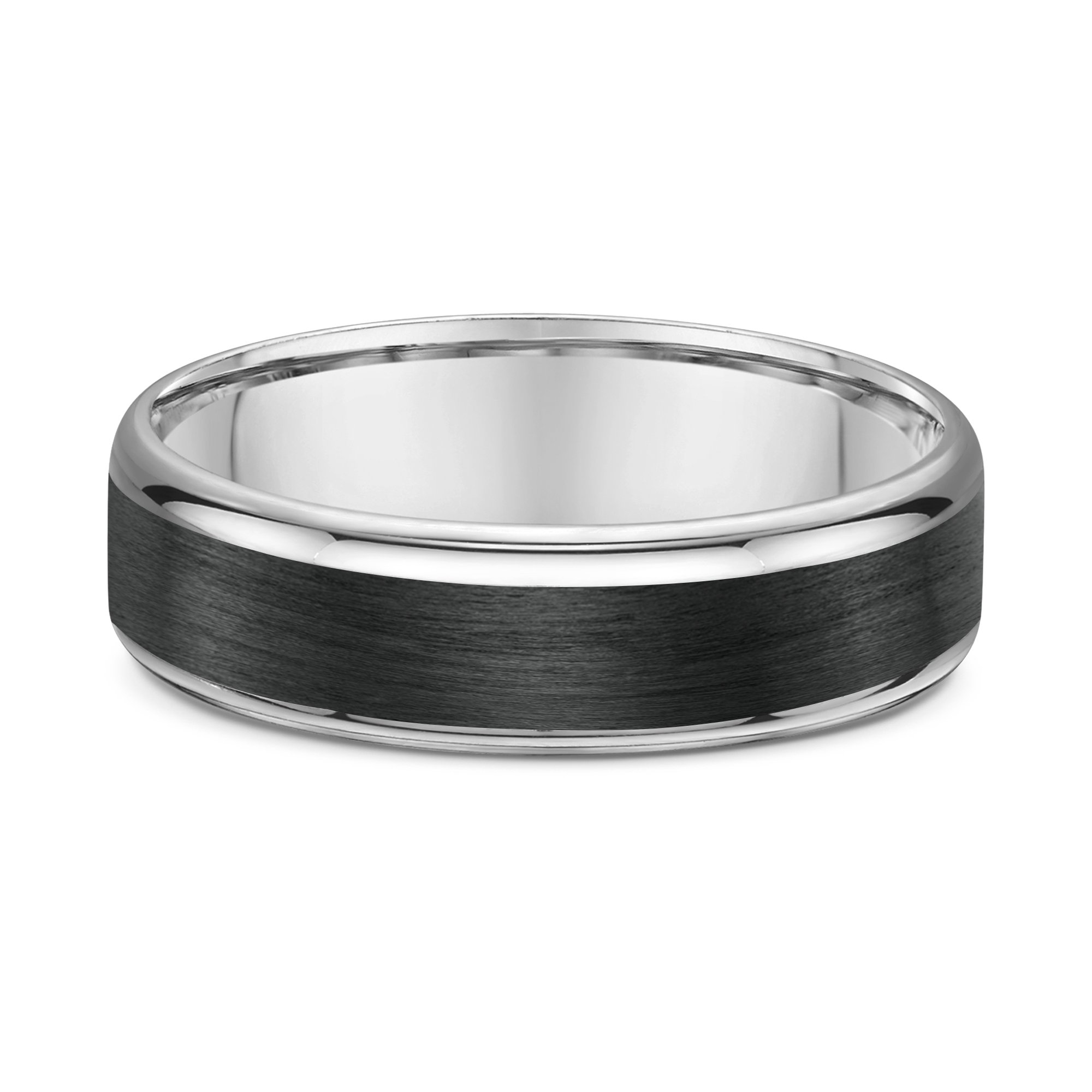 William Mens Wedding Ring - 9k White Gold / Carbon Fibre