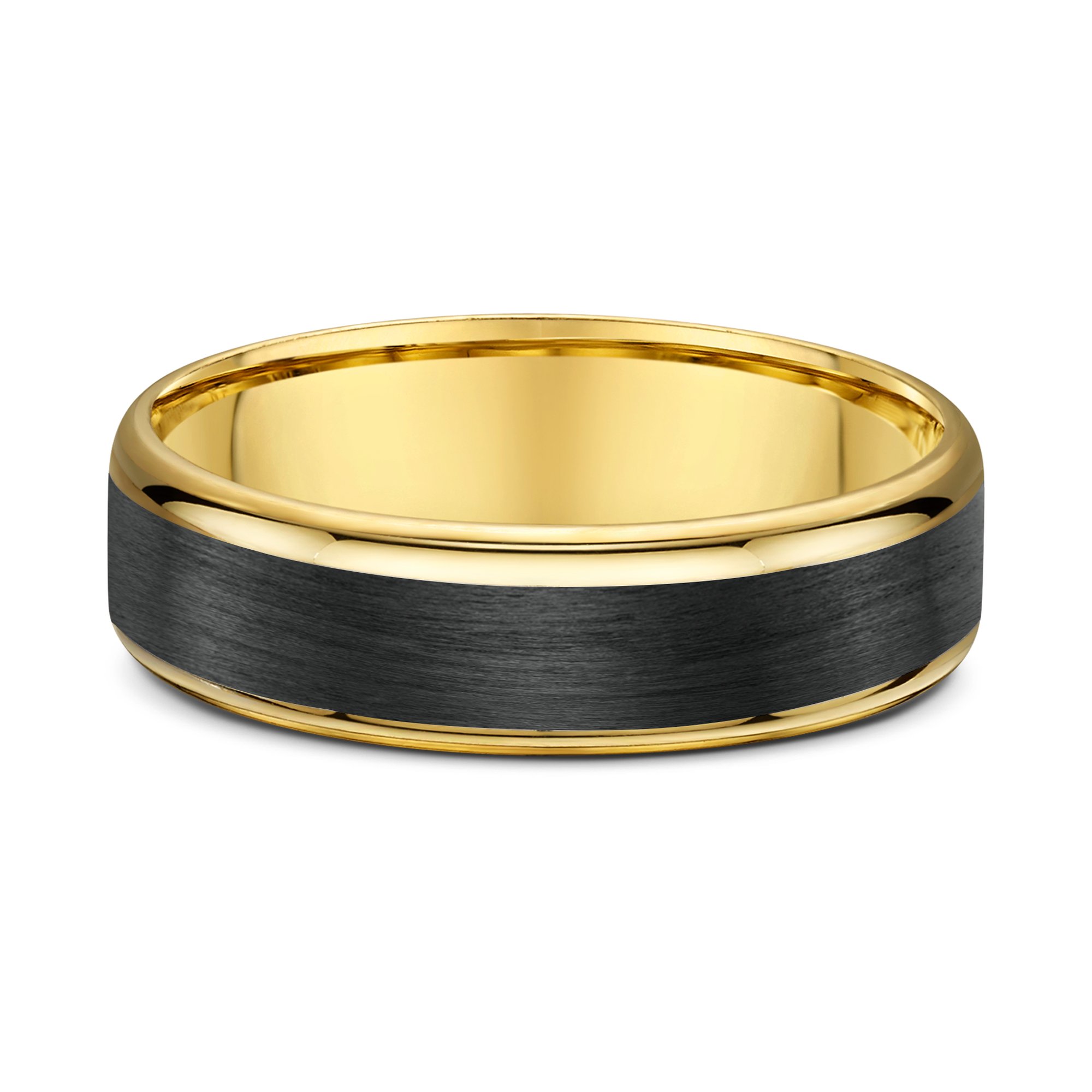 William Mens Wedding Ring - 9k Yellow Gold / Carbon Fibre