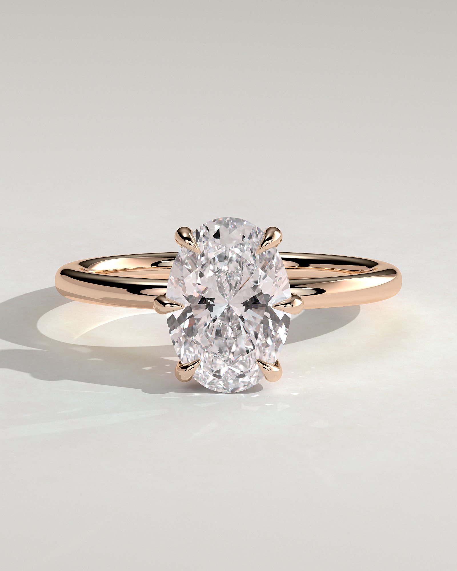 Wilma - Six Claw Oval Solitaire - 18k Rose Gold